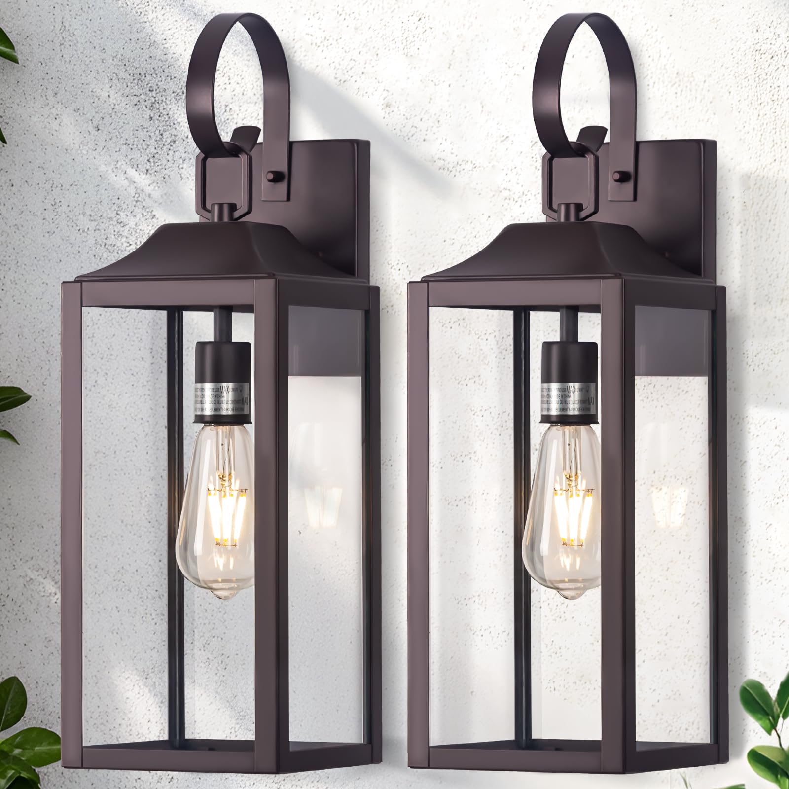 Yolsunes 19 Large Outdoor Wall Lantern 2 Pack  Bronze Exterior Lighting Fixtures Porch Light  Outdoor Light Fixtures Waterproof Wall Sconce Lamps Outside Lights For House Patio Garage Porch