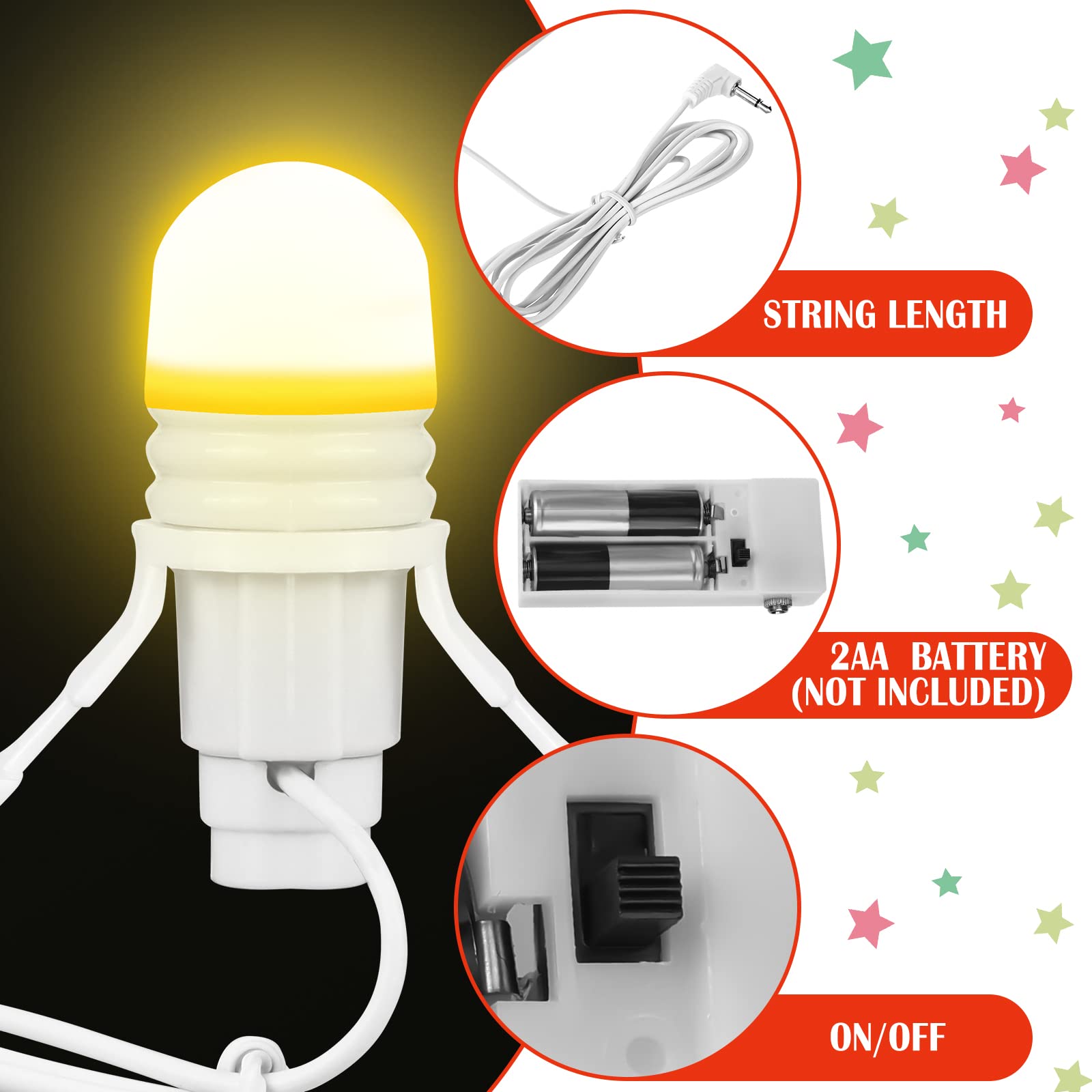 Kingdder 3 Pack Accessory Cord with LED Light Bulb Lamp Cord with Switch Halloween Christmas Village Light Cord Blow Mold LED Li