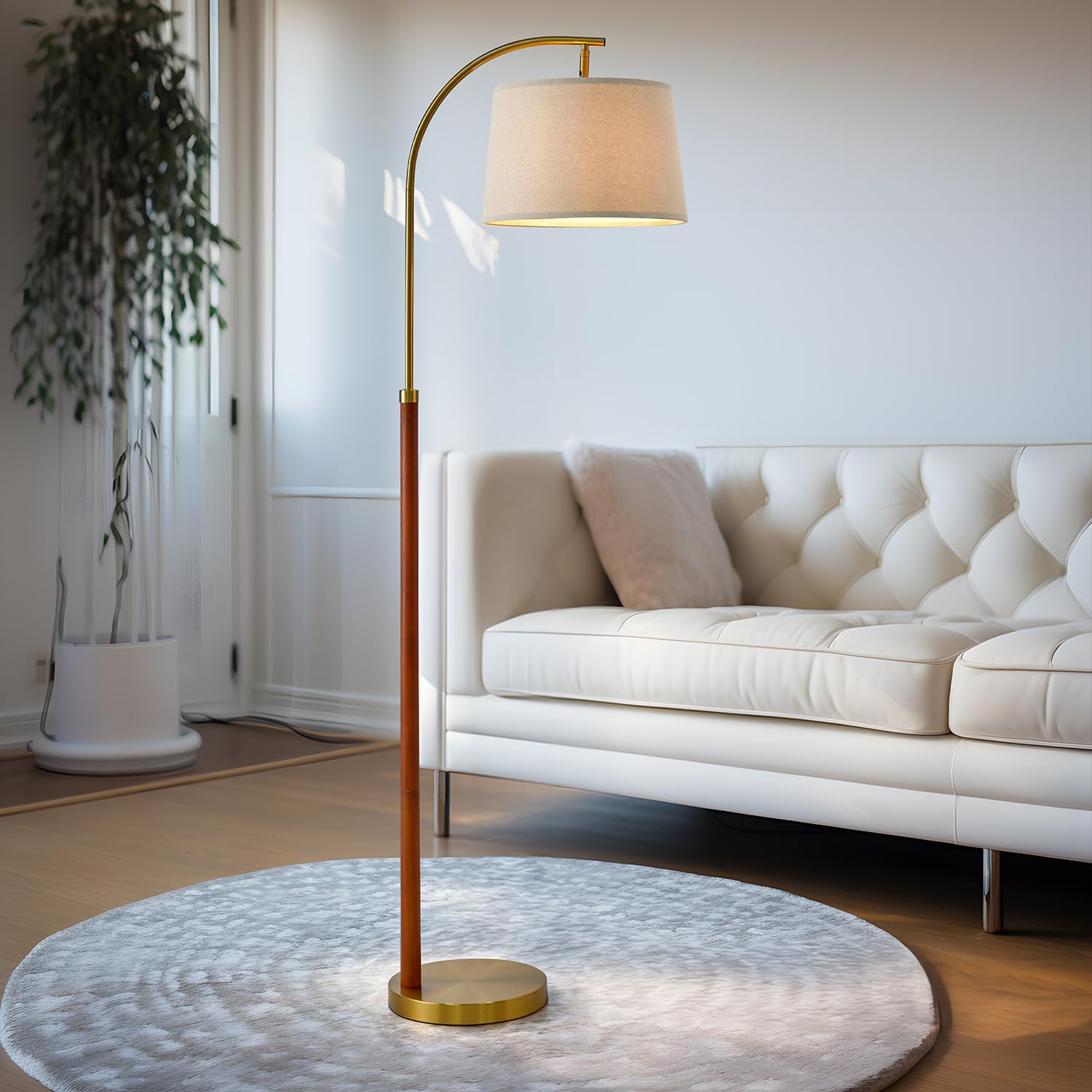 G-Safava 62.5&quot; Gold Arc Floor Lamp With Foot Switch - Industrial Reading Light For Living Room