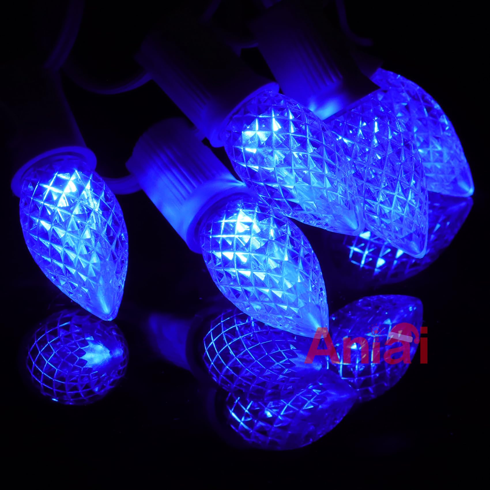 Aniai C7 LED Christmas Light Bulbs - 5 Count E12 Base Replacement - Commercial Grade - Blue