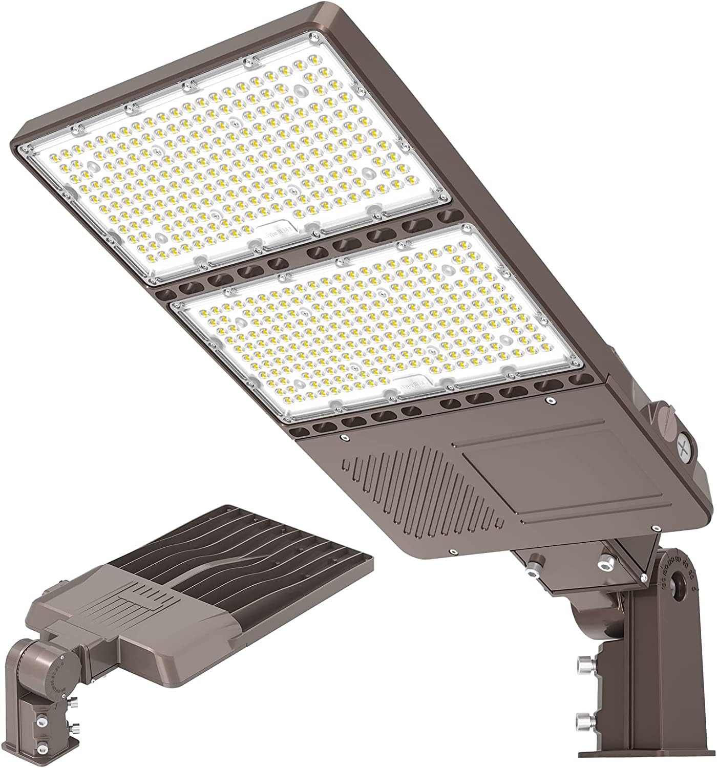 OPENLUX LED Parking Lot Light 320W 256W 192W Adjustable with Photocell UL DLC Listed 48000LM LED Shoebox Pole Flood Lights Slip 