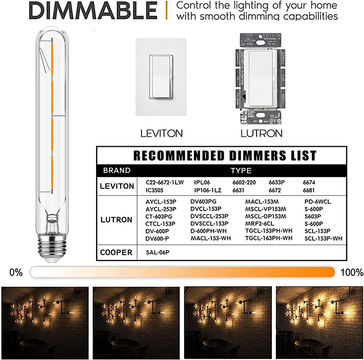 Xininsun T10 Led Bulb,8.9 Inch Long Tubular Led Light Bulbs,40Watt Equivalent, Warm White 2700K 400Lm,E26 4W Led T10 Bulb,Led Fi