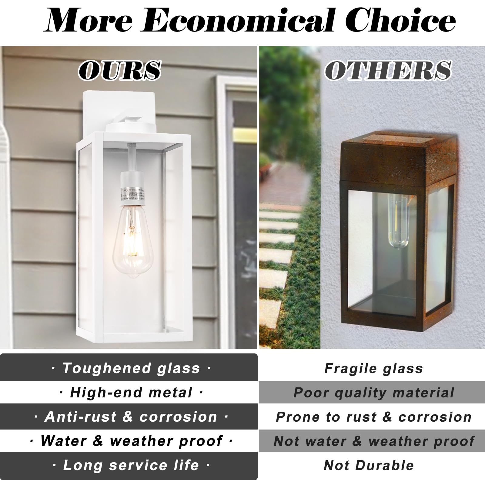 Yolsunes 16&quot; White Outdoor Wall Light Fixture - Waterproof Modern Farmhouse Sconce For Patio & Garage