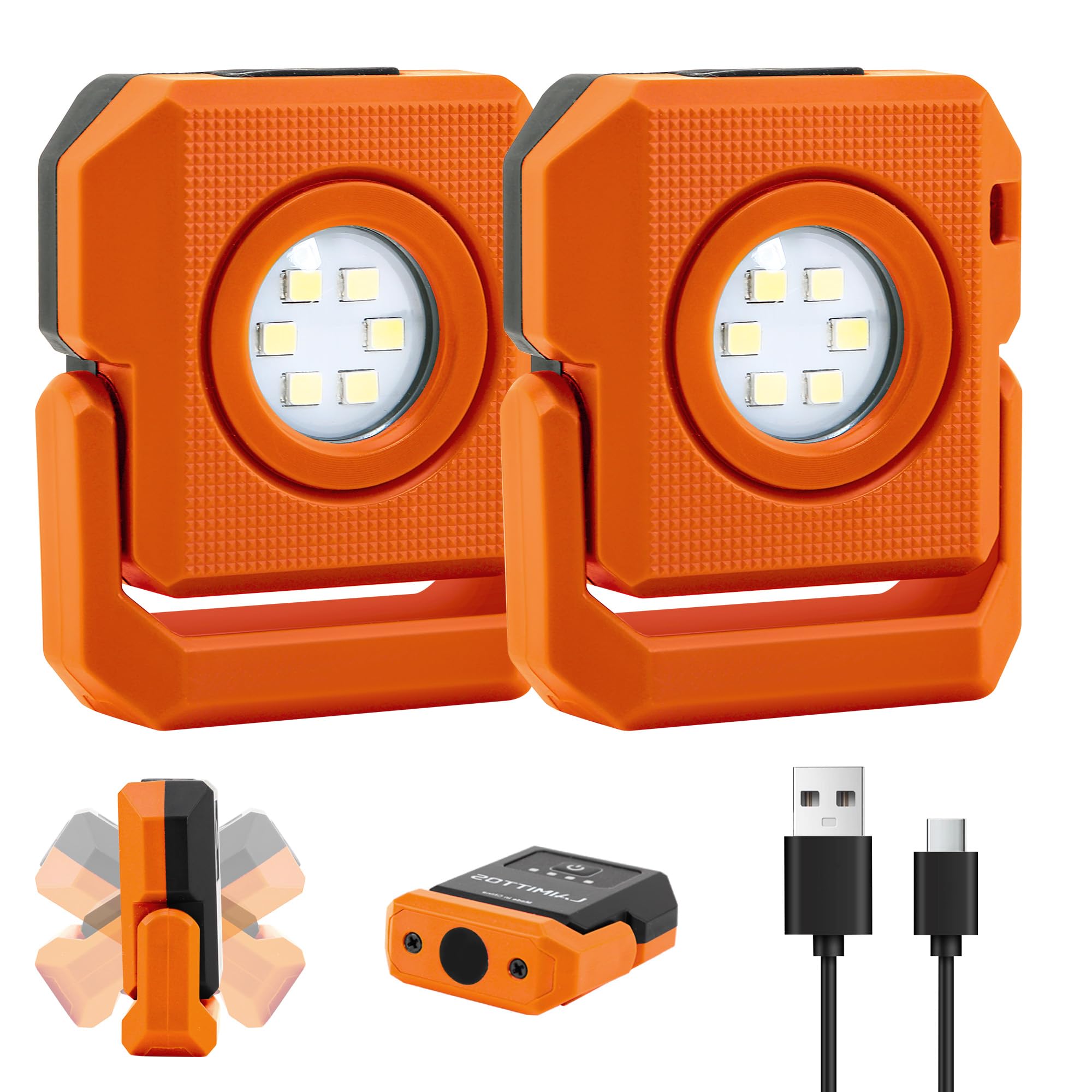 LAIMITTOS Mini Keychain Flashlight, 500 Lumens, Rechargeable, 4 Light Modes, Magnetic, Black & Orange