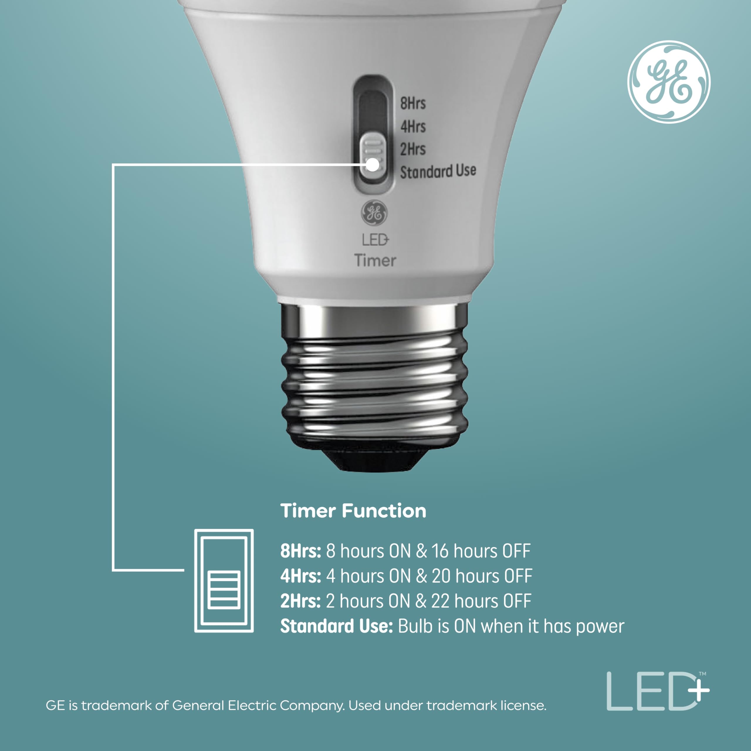 Ge Led+ Timer Br30 Led Light Bulbs, Built-In Automatic Indoor Timer Light, 8W, Soft White (3 Pack)