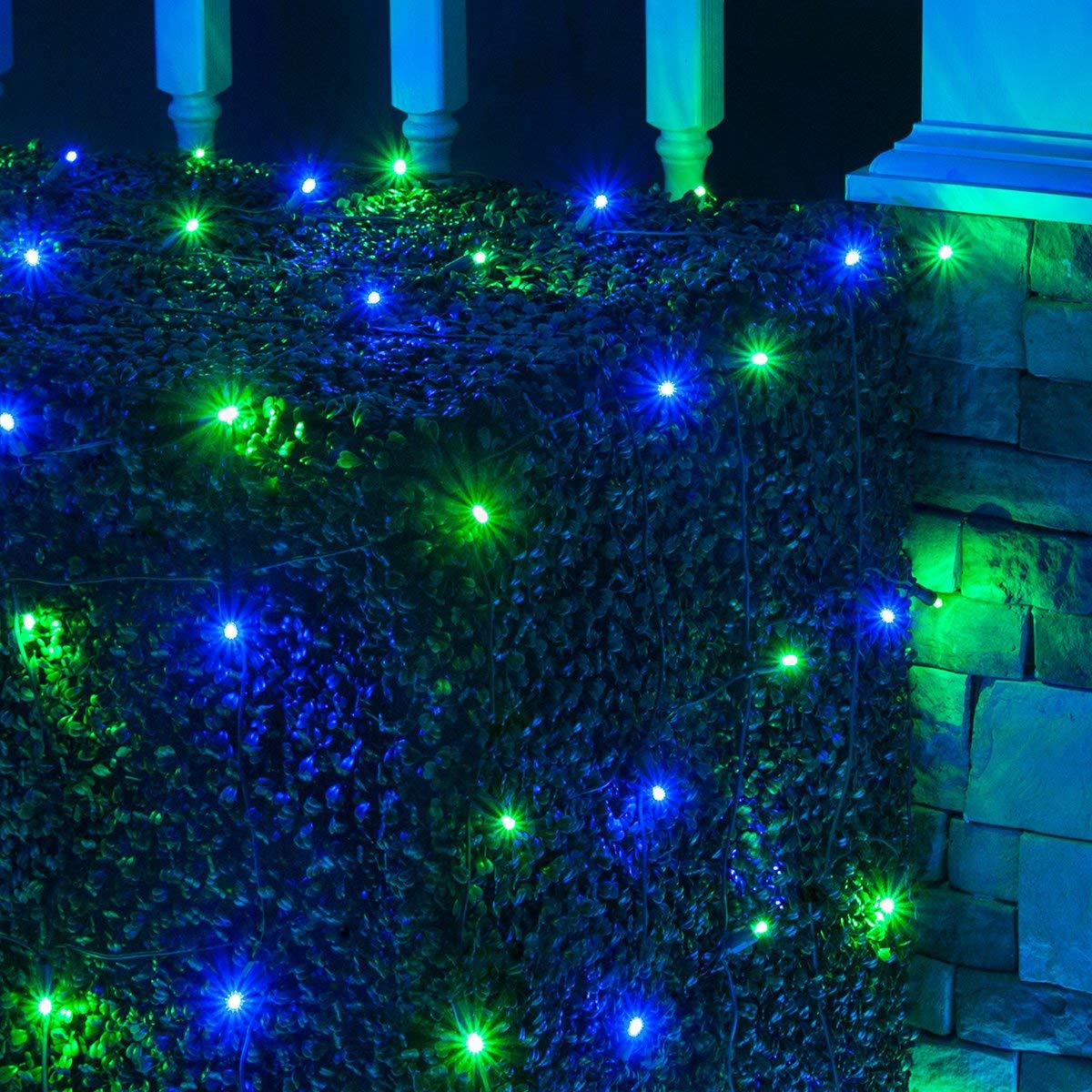 Wintergreen Lighting LED Net Lights, 4 x 6 ft, 5mm, Blue/Green, Set of 100, Outdoor Decorative Christmas Lights