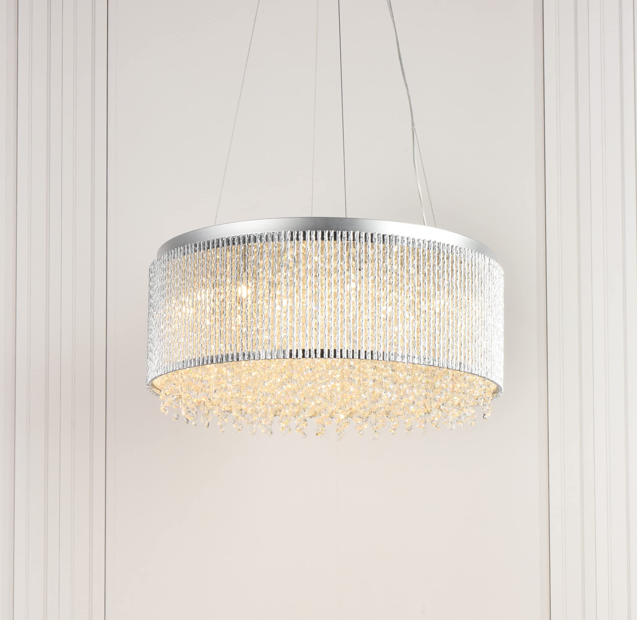 Elegant Lighting V2092D24C/RC Influx - Fourteen Light Pendant, Chrome Finish with Clear Royal Cut Crystal