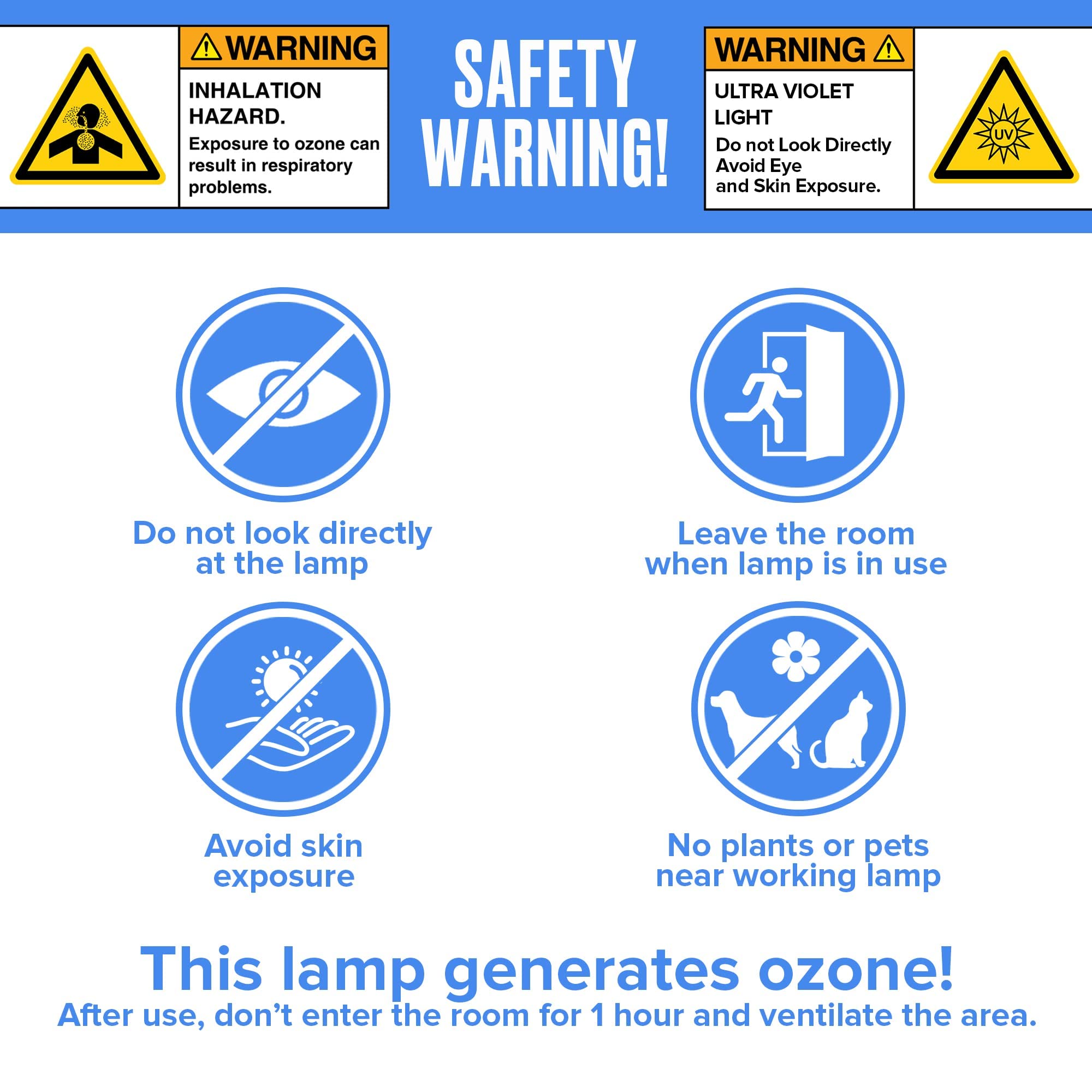 Ozone UV Germicidal Light Sanitizer UVC Ultraviolet Lamp E26 Bulb with Stand and Remote Lamp