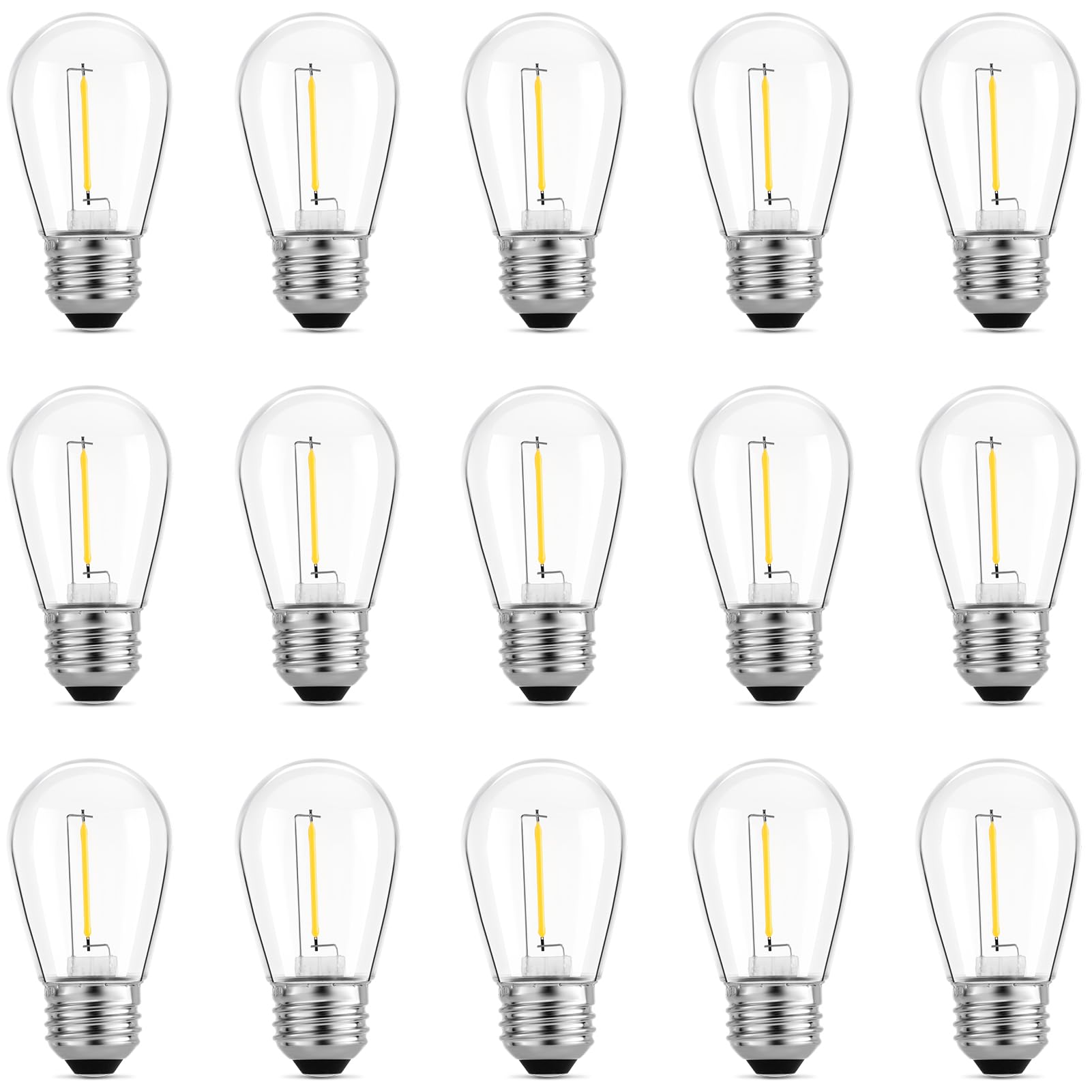 Meconard Outdoor Patio String Light Bulbs, Shatterproof Waterproof S14 LED Replacement Bulbs for Outdoor String Lights, 1W LED B