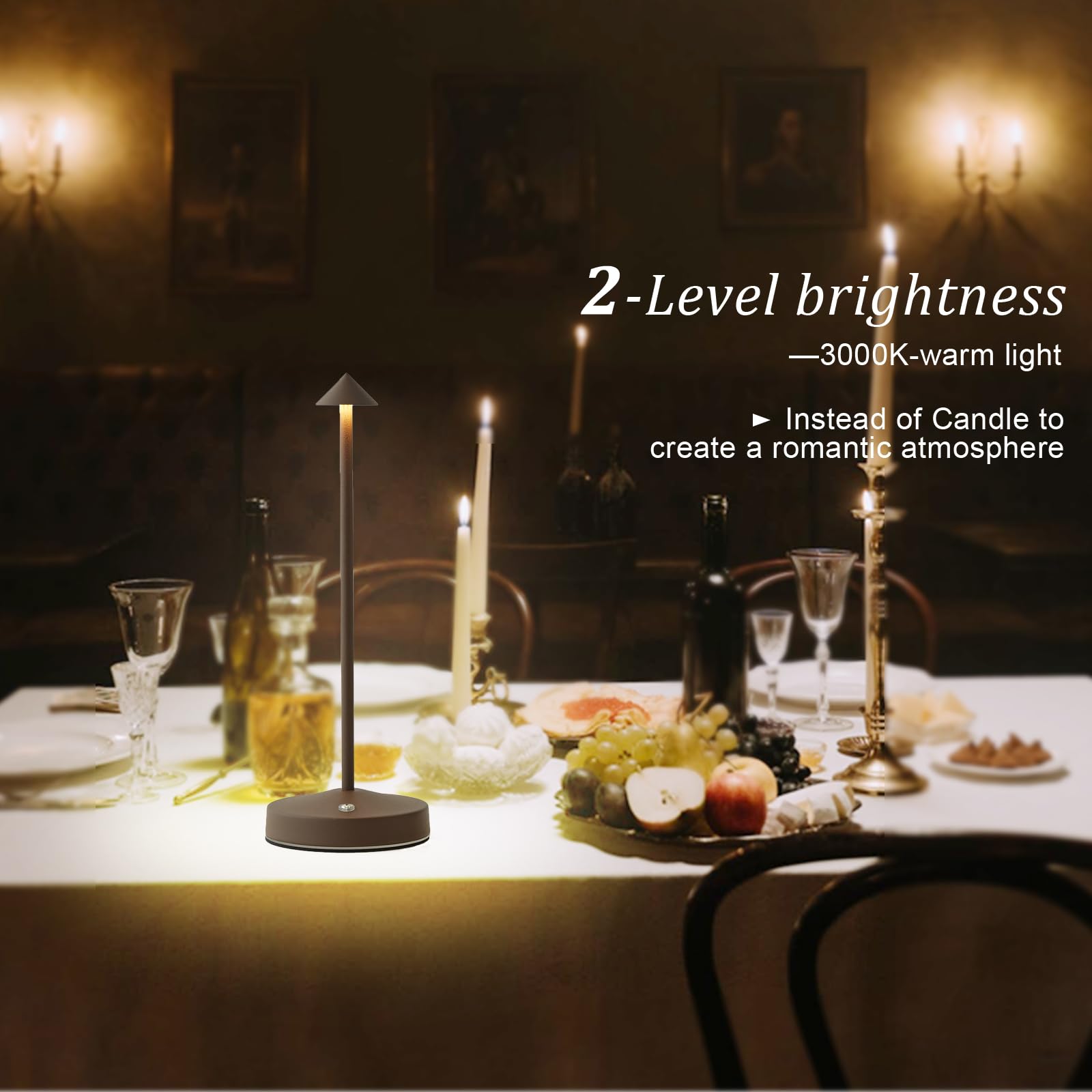 maglaw Rechargeable Cordless Table Lamp, 3000mAh, LED, Dimmable, 2 Pack, Rust, Model BL0010-2R
