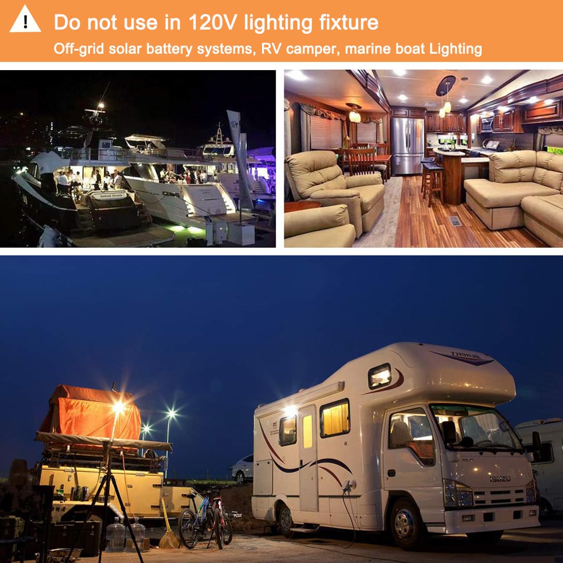 LEMENG 12V LED Light Bulb, 7W 630Lm, E26 Base, 2700K Warm White, 6 Pack, Low Voltage, Ideal for Off-Grid Solar