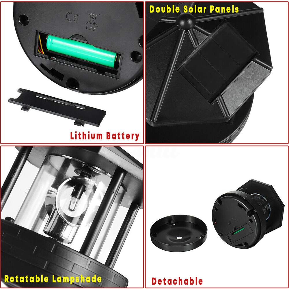 Erthree Garden Solar Lights, Outdoor Led Solar Lighthouse, Durable Rotatable Waterproof Solar Lights For Pathway Free Size
