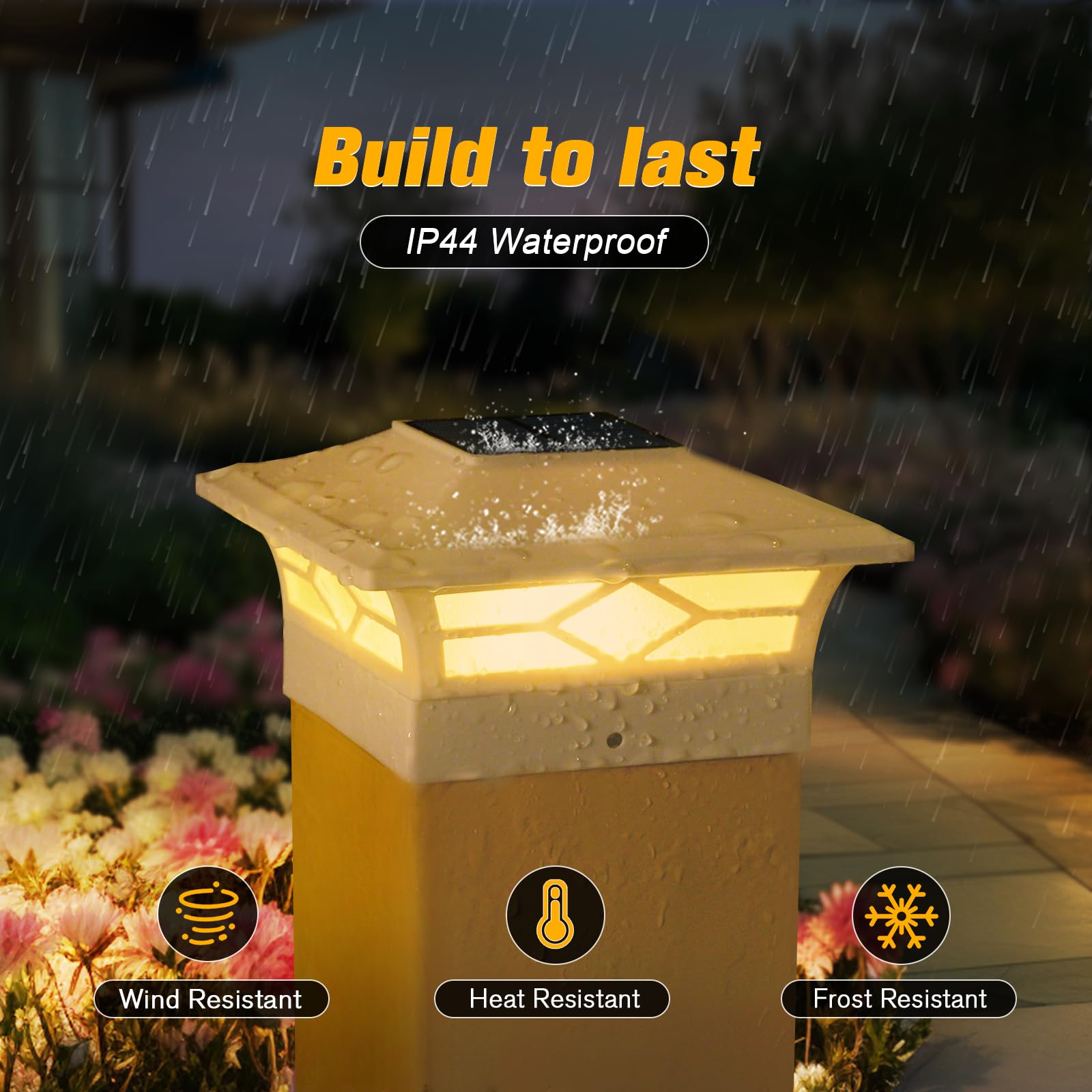 JOFIOS Solar Fence Post Lights, 4x4 Waterproof Plastic Deck Lights, Warm White/Cool White, 4-Pack, White