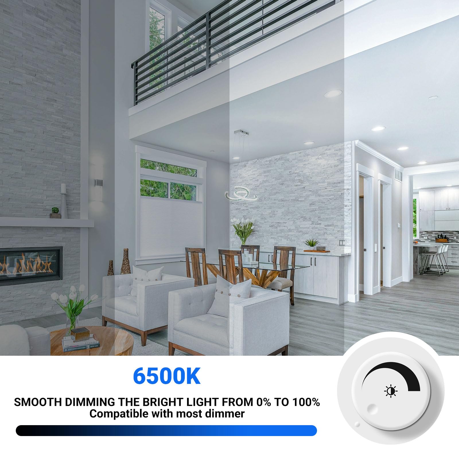 LISTOCASA GU10 LED Light Bulbs, Dimmable, Glass, 5.5W (55W Halogen Equivalent), Cool White 6500K, 10 Pack