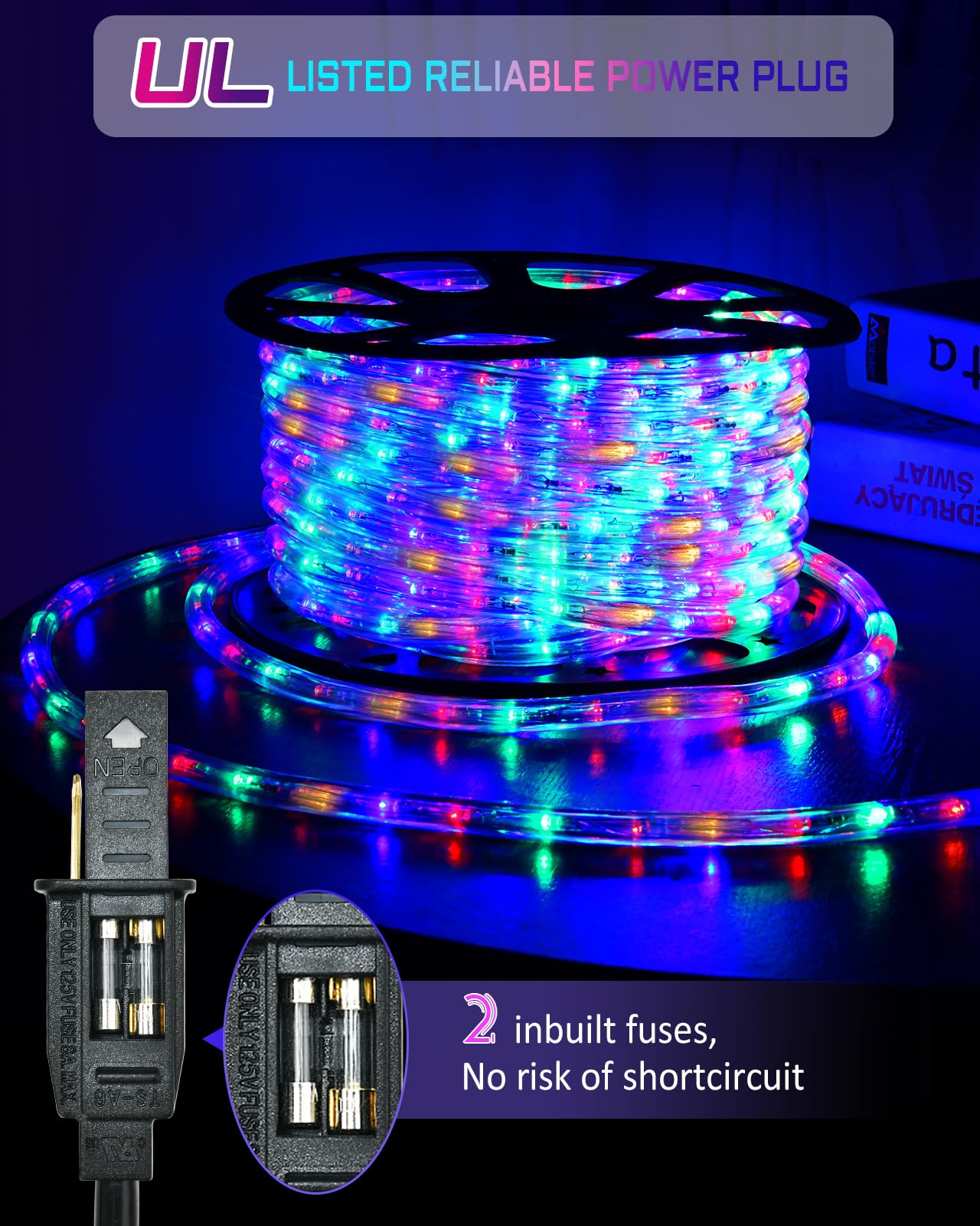 Rope Lights Outdoor Waterproof Christmas 100Ft 720 Led, Flexible Connectable Tube Lights, String Lights Decorative Lighting For Garden Patio Pool Tree Bedroom Xmas Decor (Multicolor)
