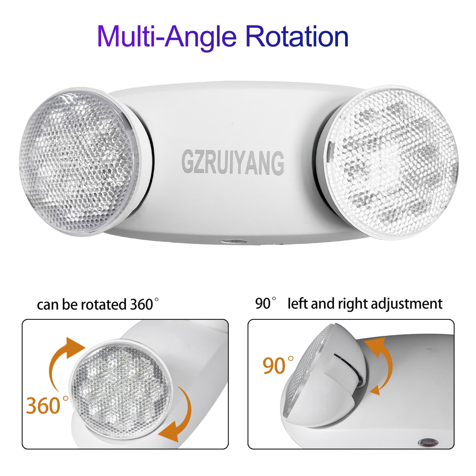 Gzruiyang Emergency Lights With Battery Backup, 1 Pack Emergency Light, Led Commercial Emergency Lights, Ul Listed, Ac 120/277V,
