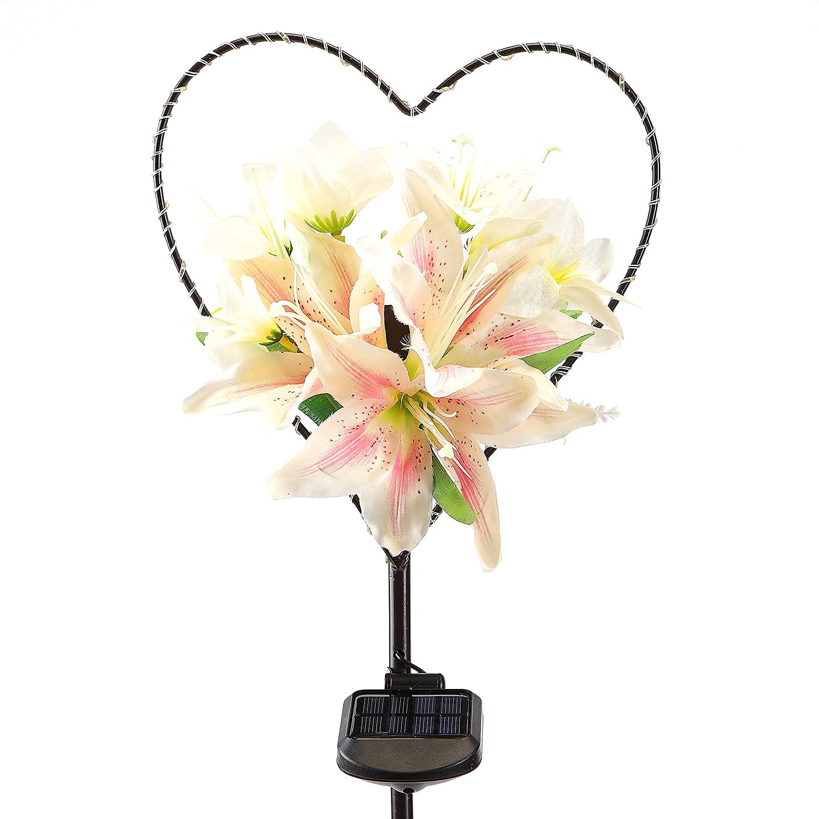 Starryfill Garden Solar Lights - Heart-Shaped Metal Stake with 25 LED Warm White Lights for Outdoor Decorations