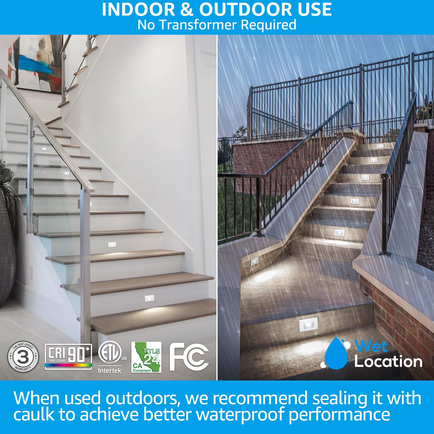 LEONLITE 3CCT LED Step Lights, Dimmable, 150LM, 2.5W, Indoor Outdoor, IP65, 4.72 Inch, Zinc Alloy,