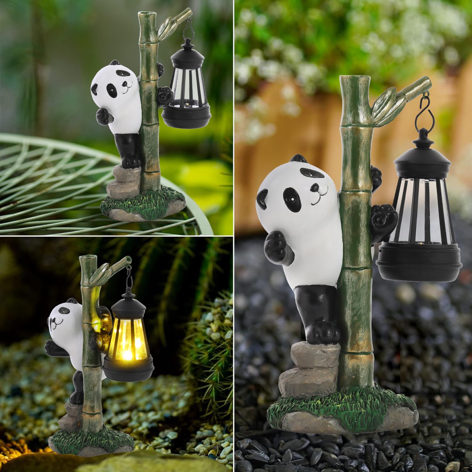Solar Garden Decor Panda Gifts, Garden Yard Art Decor Panda Gifts For Women - Birthday Gifts For Panda Enthusiasts Grandma Mom W