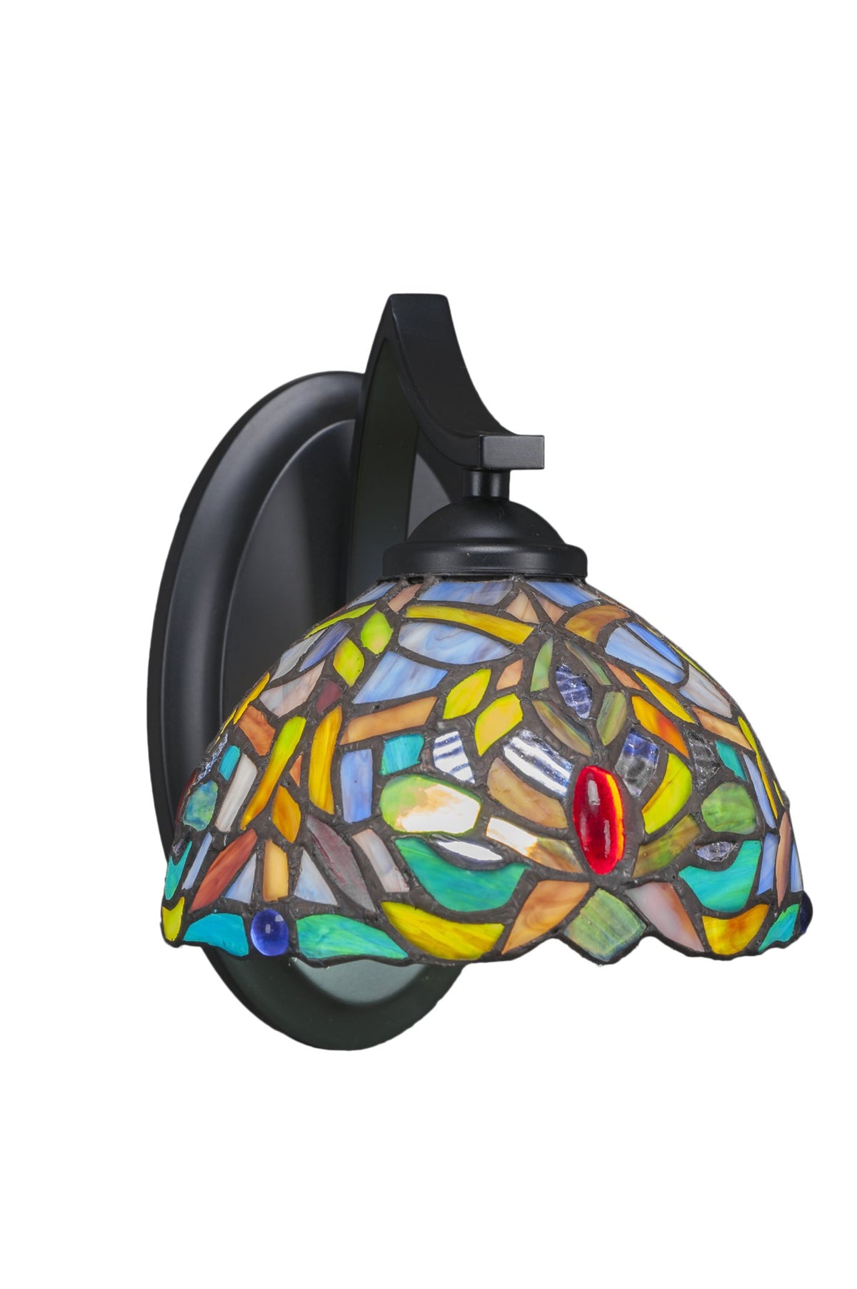 Toltec Lighting 551-Mb-9905 Zilo Wall Sconce With 7&quot; Kaleidoscope Tiffany Glass, Matte Black Finish