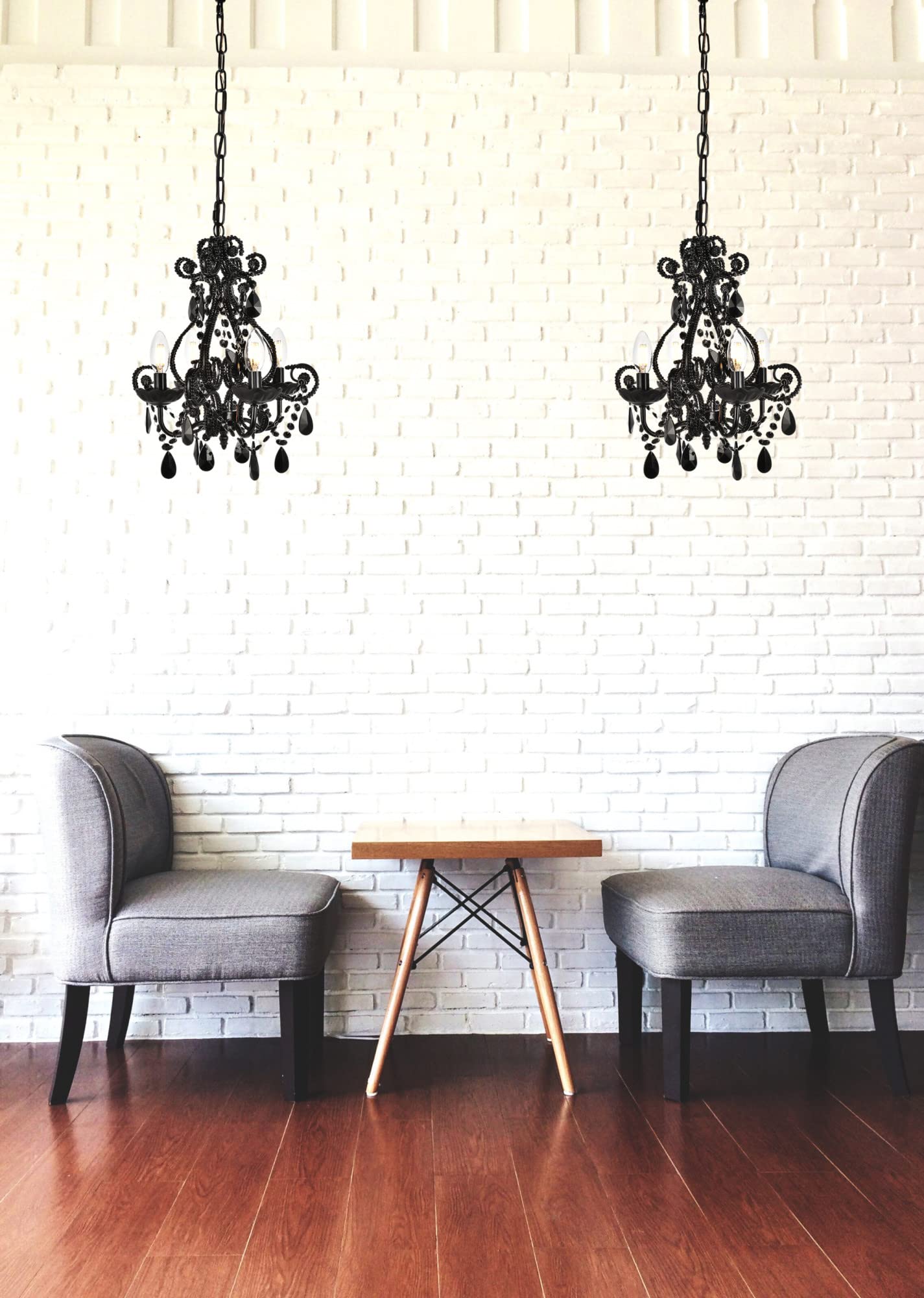 Elegant Lighting Living District Kato Collection Pendant D12.6 H16.3 Lt:4 Polished Black Finish