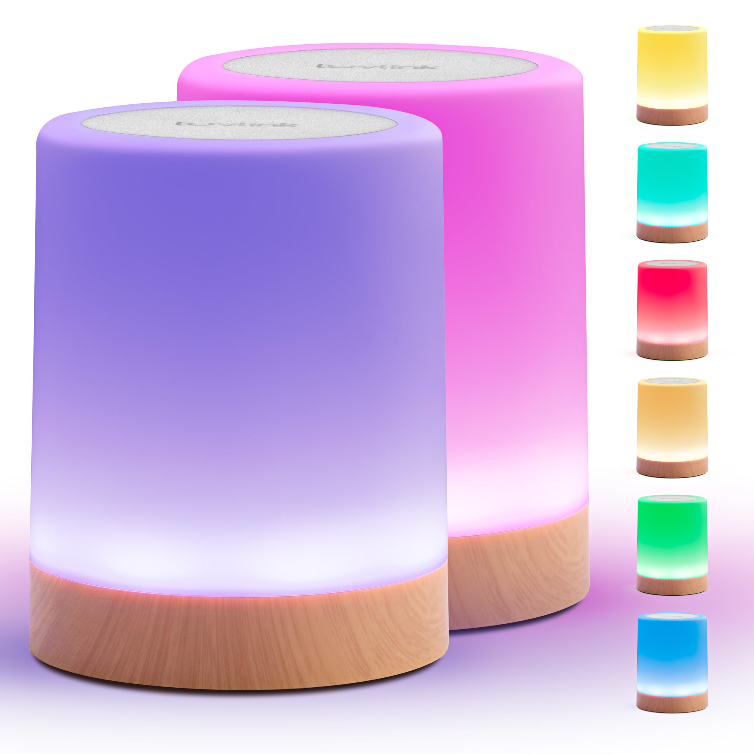 LuvLink Friendship Lamp v2.0 - Extended WiFi Range, Bluetooth Setup, Set of Two, Wood and Metal, Model LLFL02V2