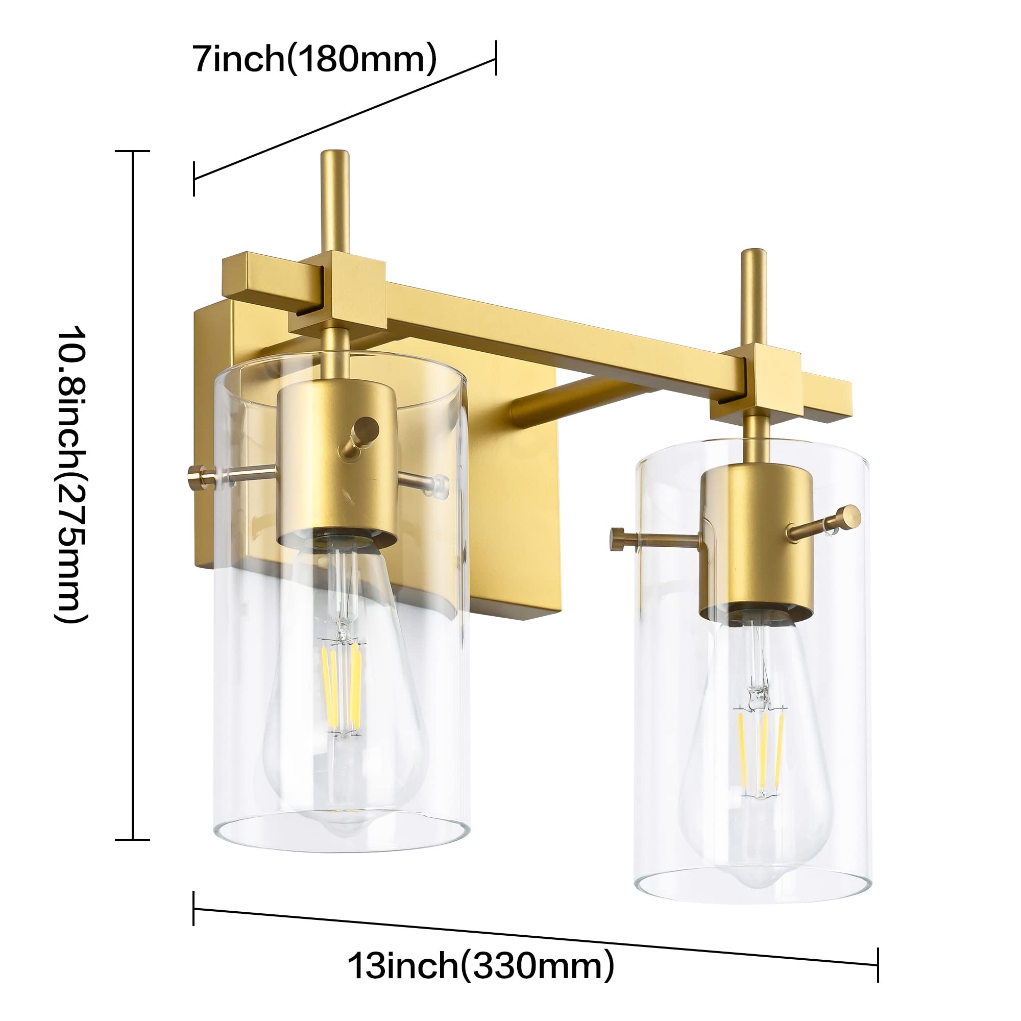 Solfart Gold Bathroom Light Fixtures 2 Light Wall Light Fixtures Bathroom Vanity Light Over Mirror Vintage Light