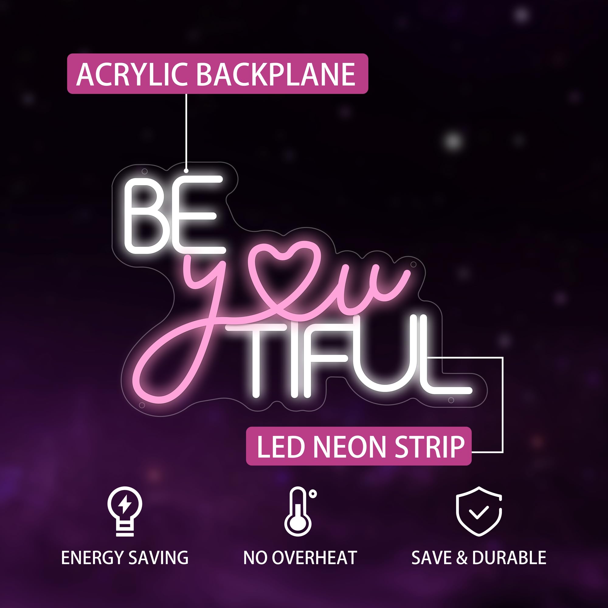 Moneter Beautiful Neon Signs For Wall Decor  Beautiful Neon Led Signs For Bedroom Decor Birthday Gift For Teen Girls Light Up Sign For Home  Wedding  Party