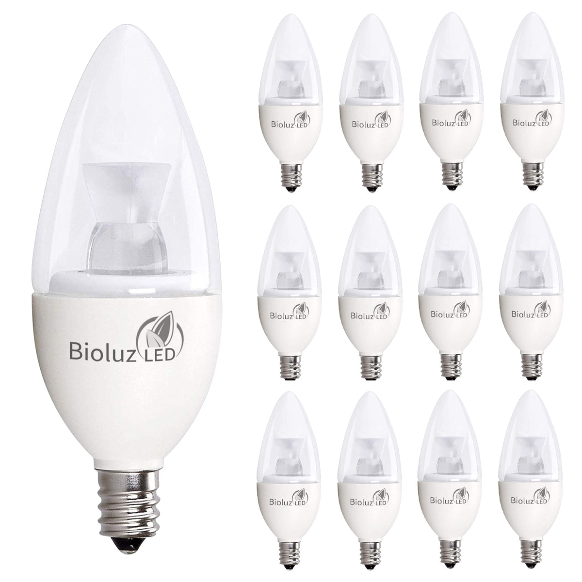 Bioluz Led Light Bulb 40 Watt Candelabra 4.5W Dimmable Candelabra Led Bulbs C37 E12 Led Bulb,325 Lumens,120 Beam Angle 3000K Sof