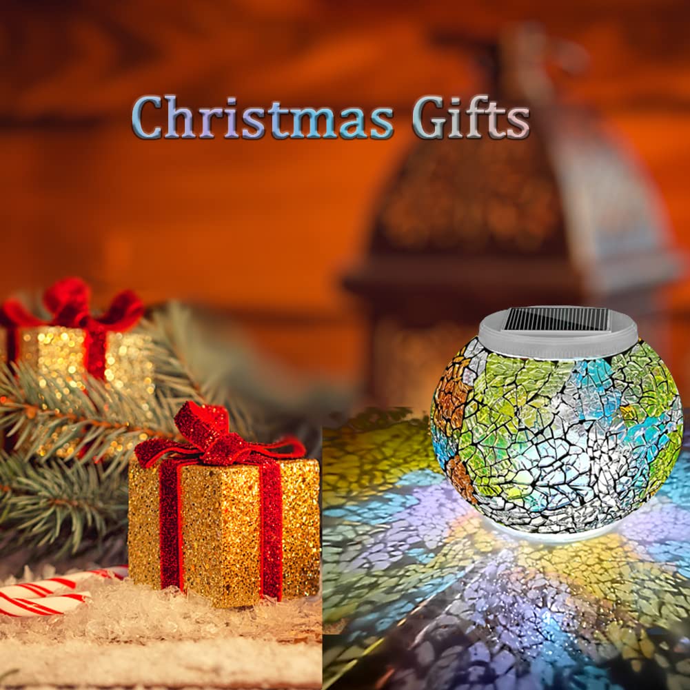 Aukora Solar Powered Color Changing Glass Ball Lights - Waterproof LED Garden/Table Decor, Multi-Colored, Ideal for Outdoor/Indoor Use