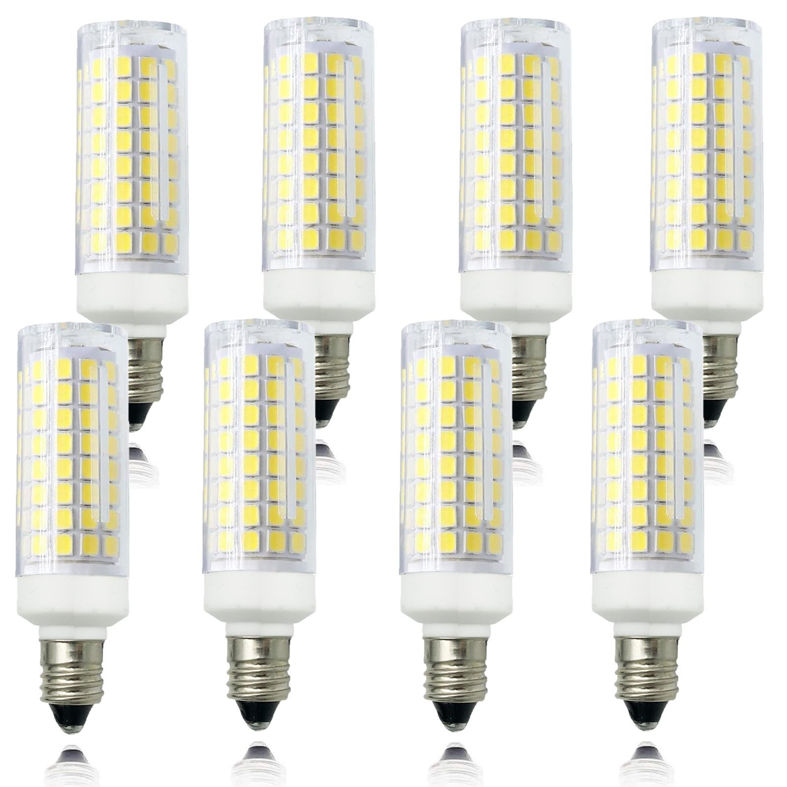 Zssxoled [Pack Of 8] E11 Led Bulb 7W Dimmable E11 Mini Candelabra Base 75W Halogen Equivalent  T3/T4 Jd E11 Led Light Bulb For Chandelier Cabinet Ceiling Fan Decorative Lighting White 6000K