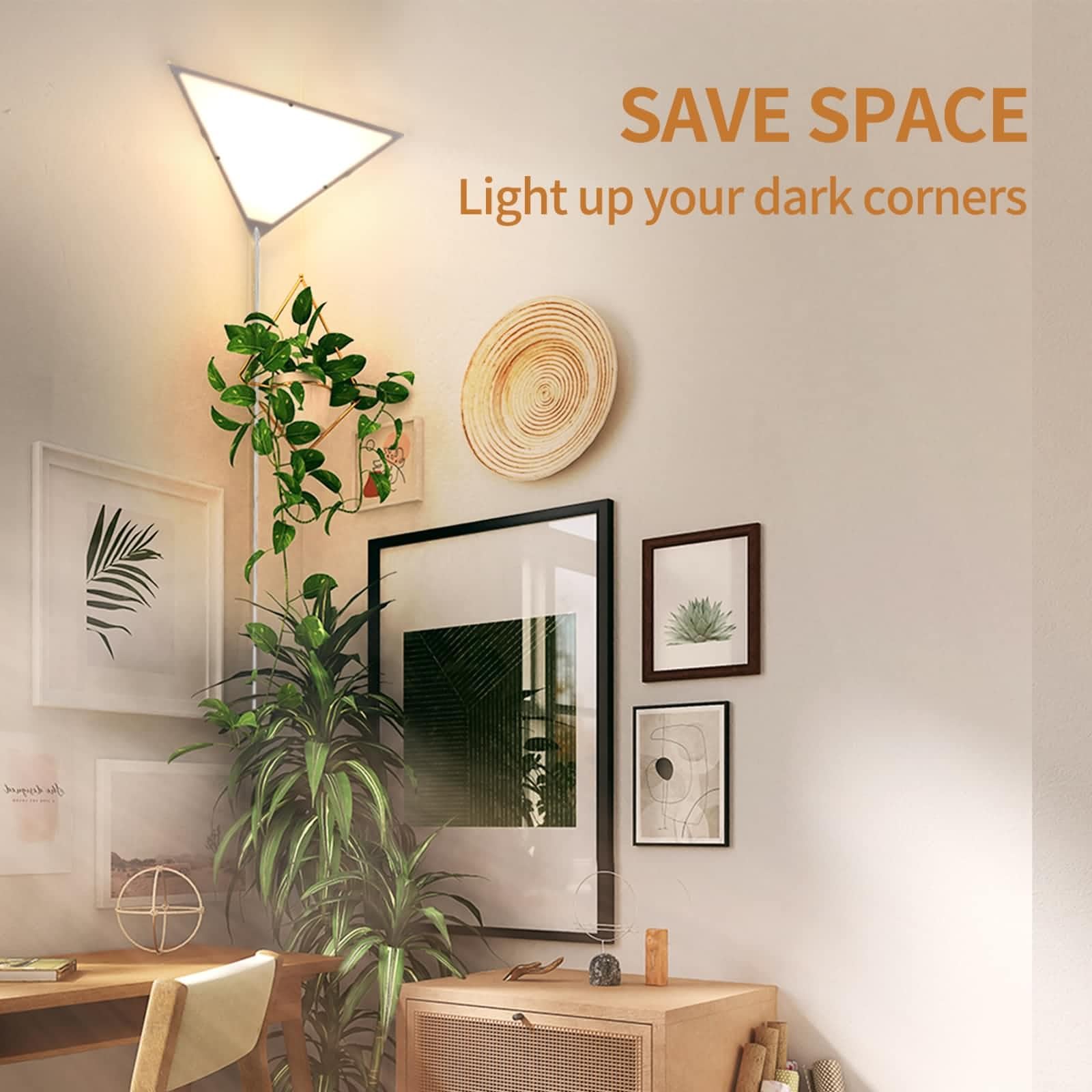 haultop Corner Light - Modern Triangle Ceiling Lamp, Acrylic Shade, 1-Pack, White for Living Room, Office, Bedroom