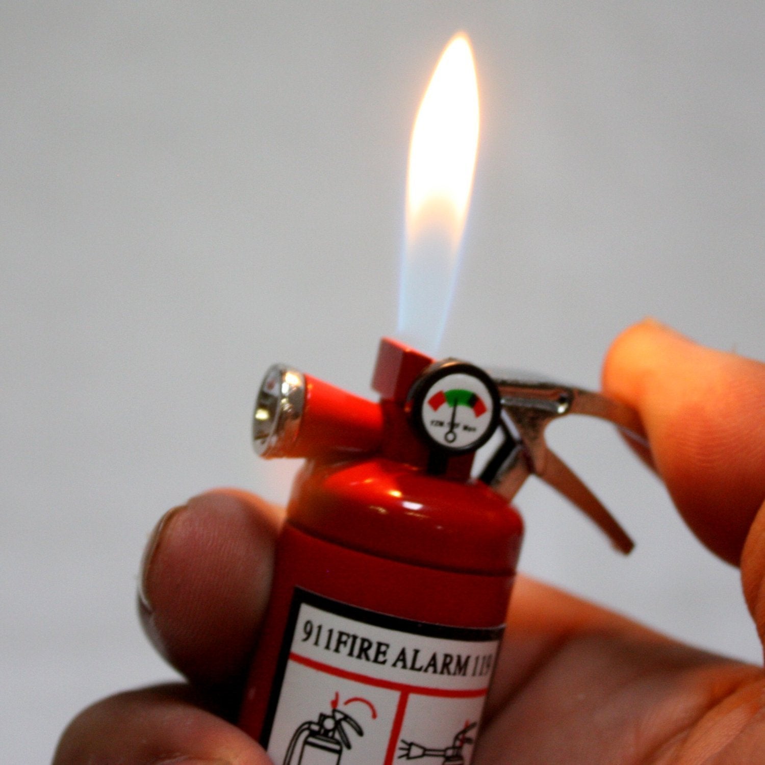 Smoke Mart Piioket Fire Extinguisher Design Lighter with LED Flashlight - Red