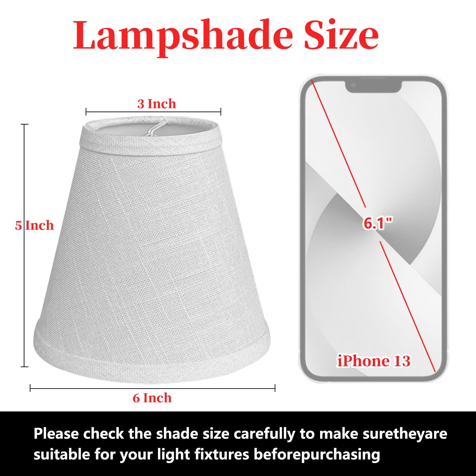 TOOTOO STAR Barrel Lamp Shades Clip On, Fabric, Mini Small, 3x6x5 Inch, Set of 2, White
