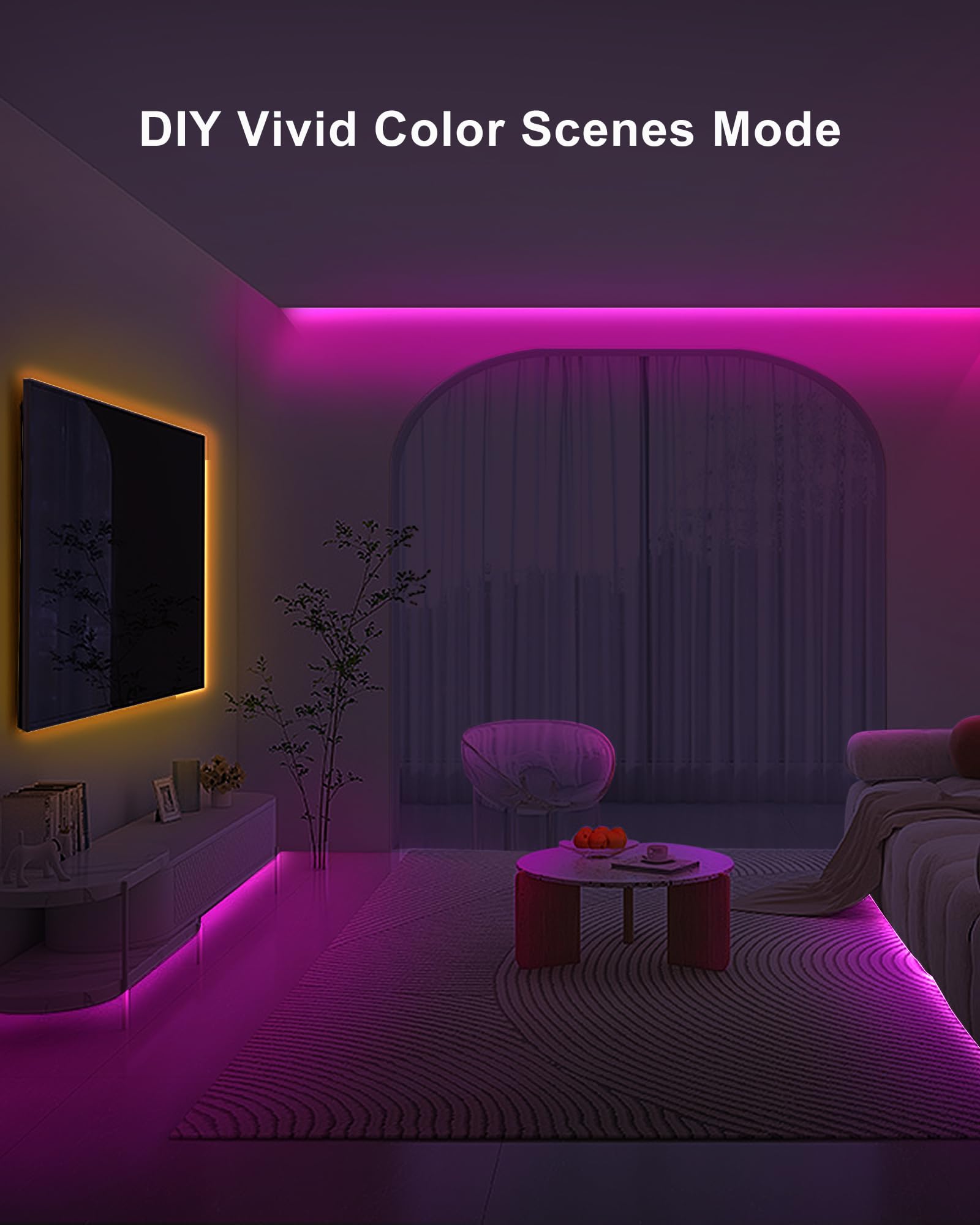 Tatazone 9.84ft Bluetooth RGB COB Led Strip Lights - Dimmable, Music Sync, Multicolor for Indoor Decor, Model LSSCOBL63020