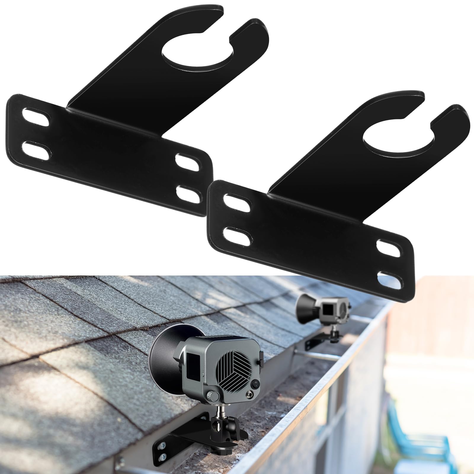 Blulu 2 Pcs Landscape Lighting Gutter Mount Weatherproof Gutter Mount Landscape Lighting Mounting Bracket for Light Accent and F