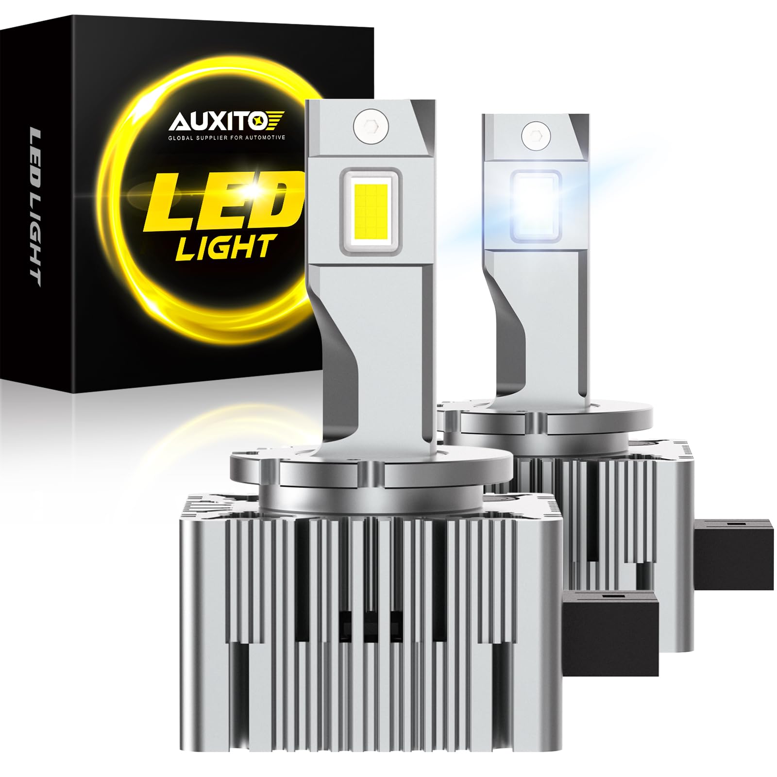 AUXITO D3S D3R LED Bulbs, 24000 Lumens, 120W, 6000K White, Plug and Play Fog Light Bulbs, Pack of 2