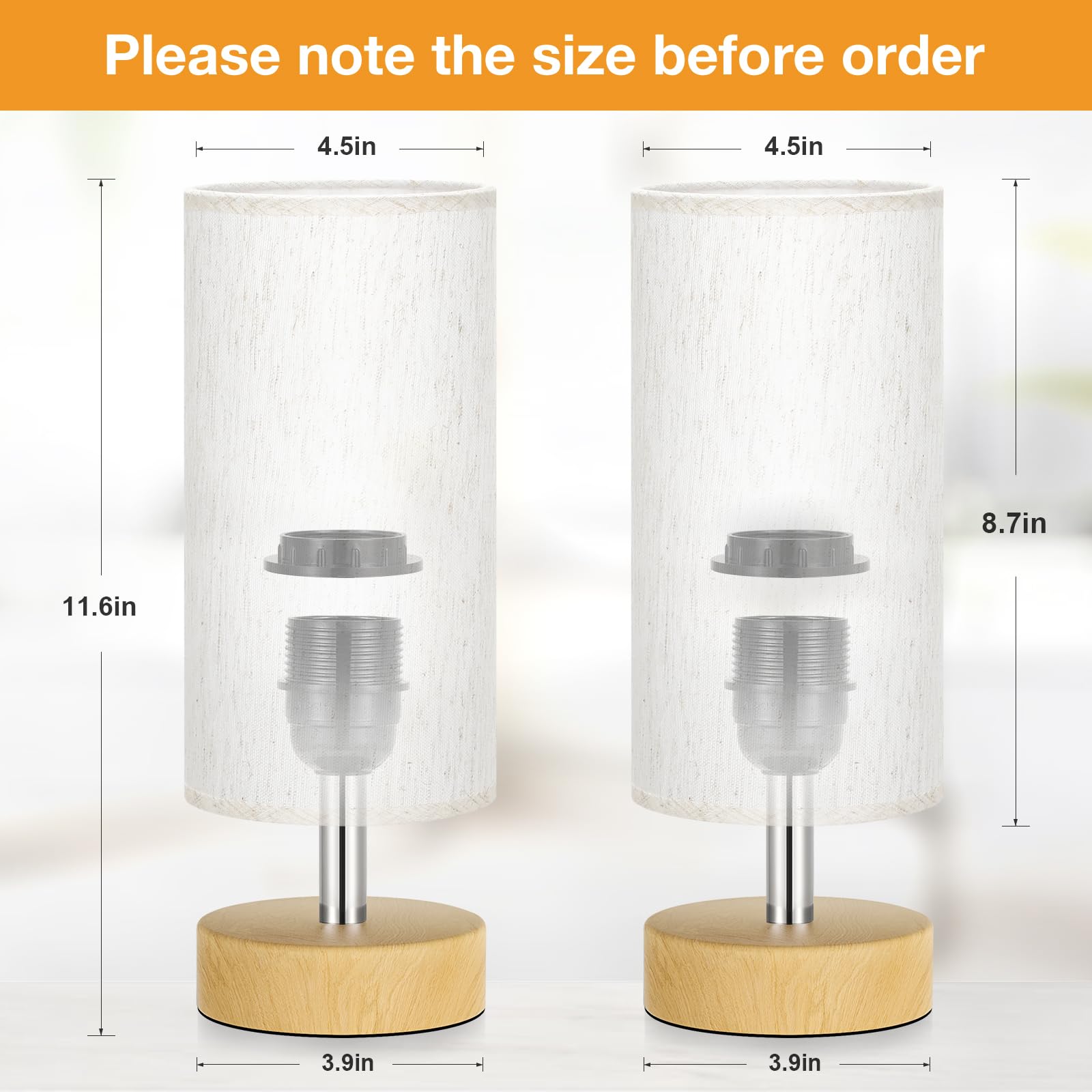 Partageiz Small Table Lamp For Bedroom Set Of 2 - Bedside Lamps For Night Stands, Minimalist Nightstand Light Lamp, Desk Lamps F