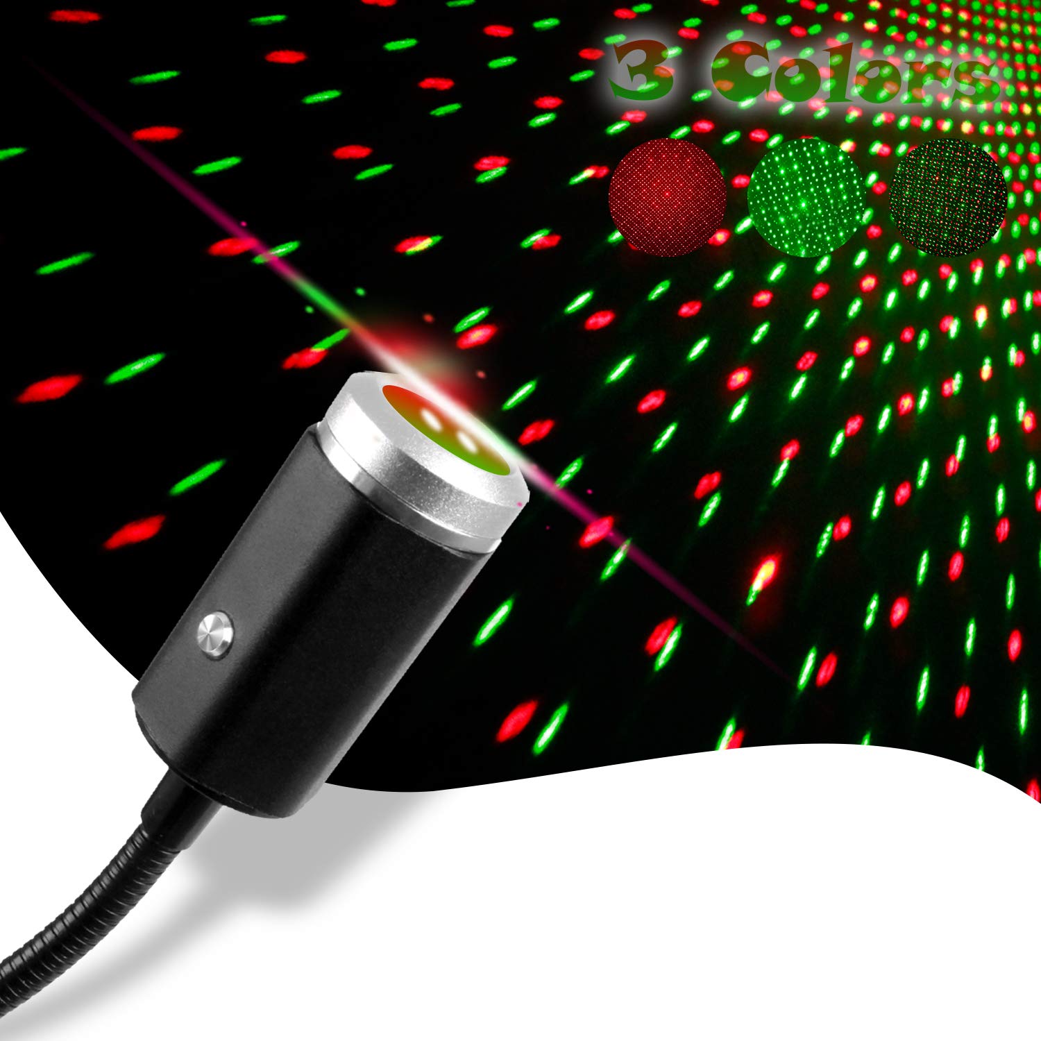 USB Star Projection Night Light, 3 Colors,7 Lighting Modes, Aevdor Car Ceiling Interior Light, Portable Romantic USB Night Light