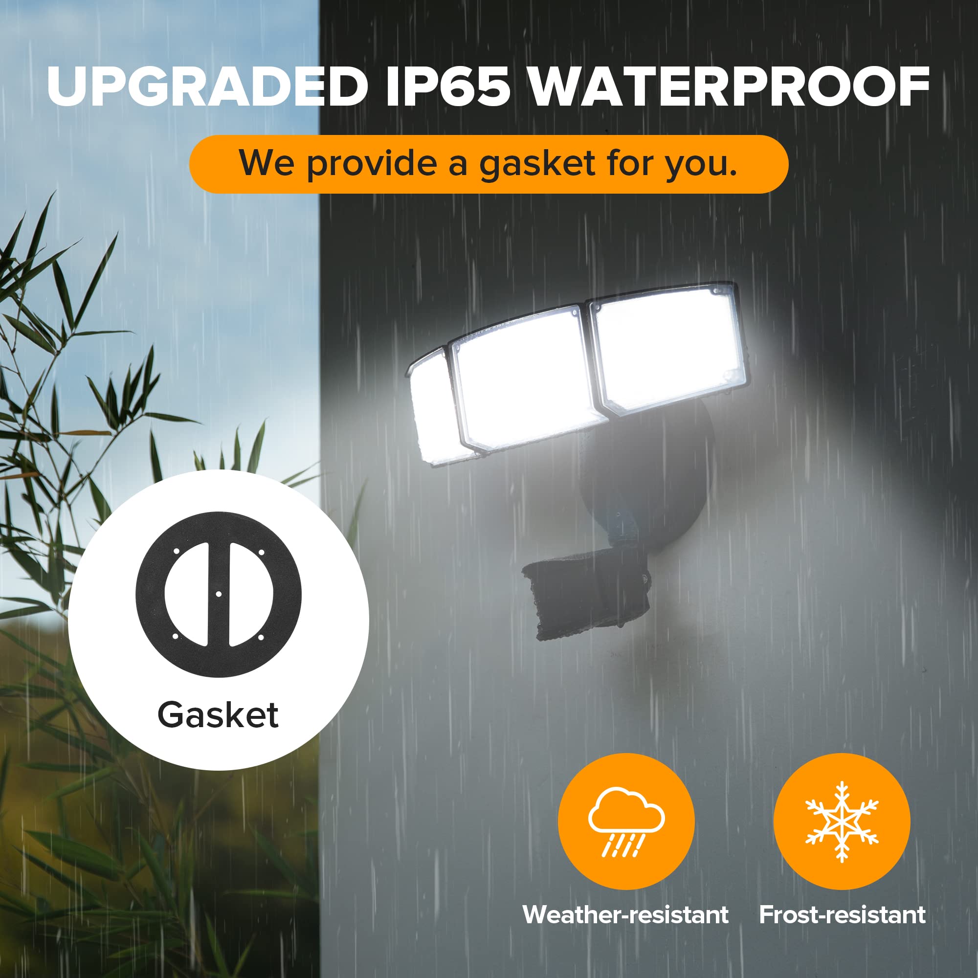 Lutec 72W Led Security Light, 6300Lm Motion Sensor, Ip65 Waterproof, 5000K Daylight, Black-3 Head, Ideal For Garage, Yard, Porch