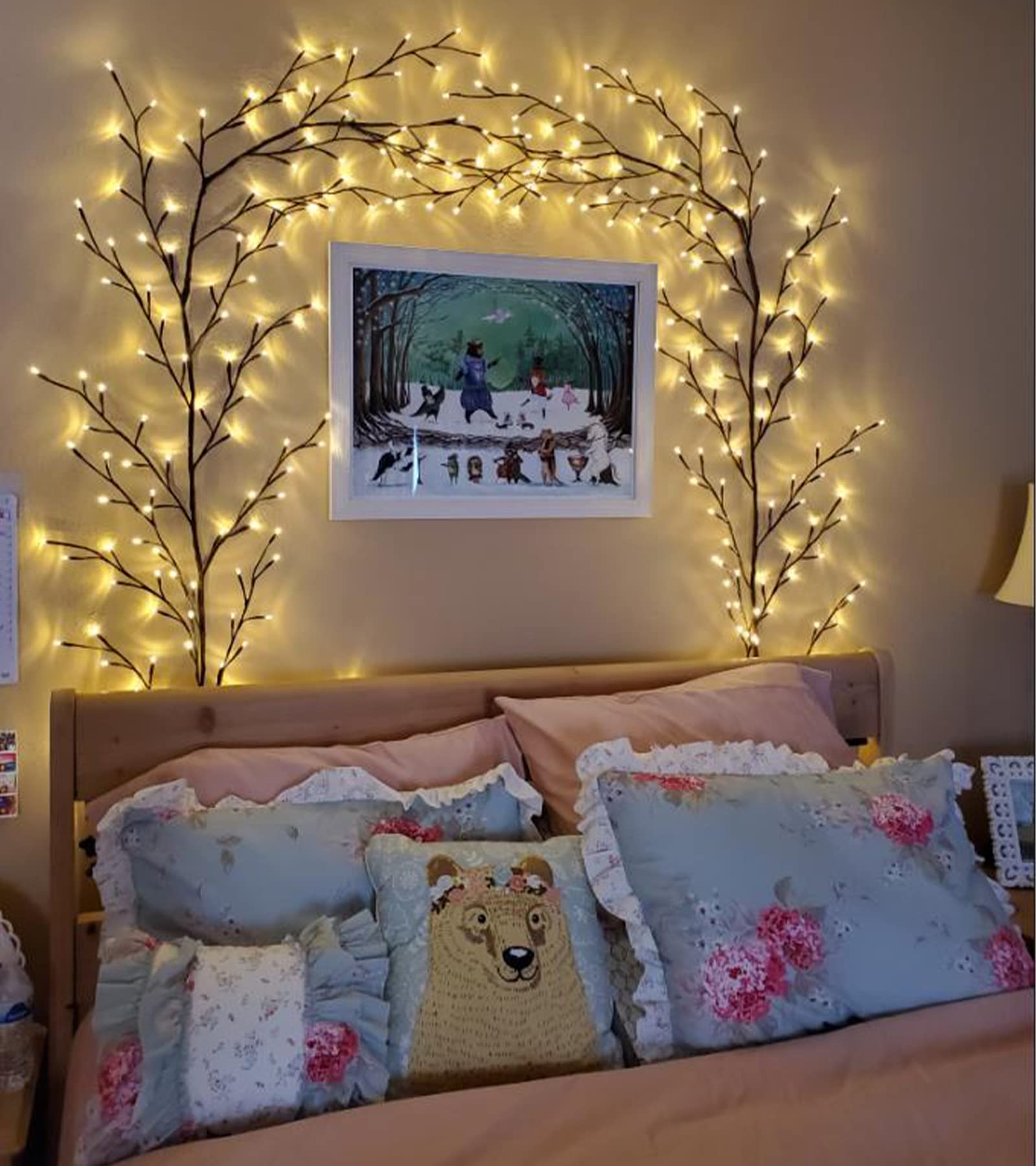 Lkgood Vines For Home Decor With Remote Control On/Off Timmer Dim,7.5Ft Christmas Decorations Artificial Tree Branches With 144 Leds Enchanted Willow Vine For Indoor Walls Bedroom Décor(1Pcs)