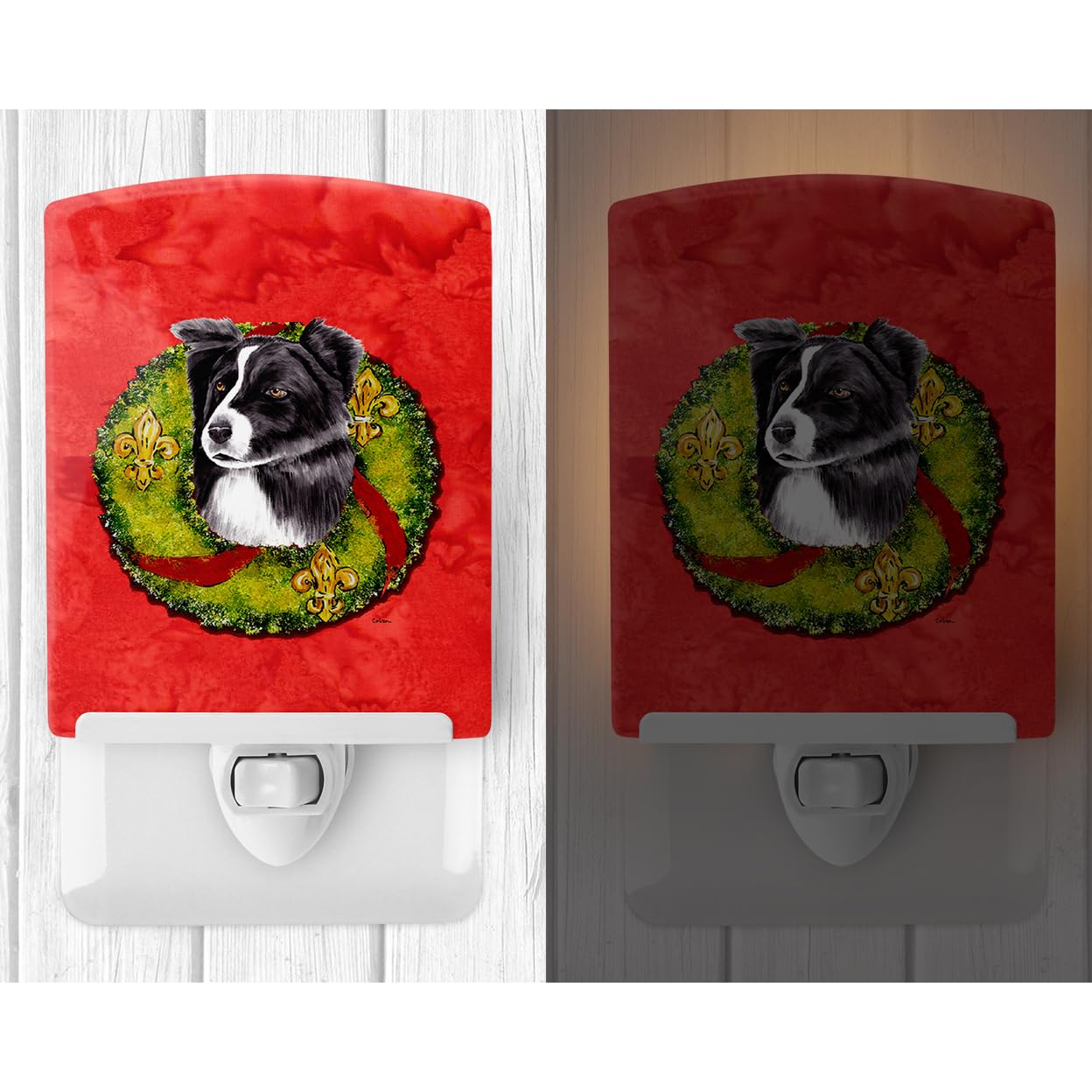 Carolines Treasures Ceramic Night Light, Border Collie Design, UL-Certified, 6x4x3 inches, Model SC9104CNL, Multicolor
