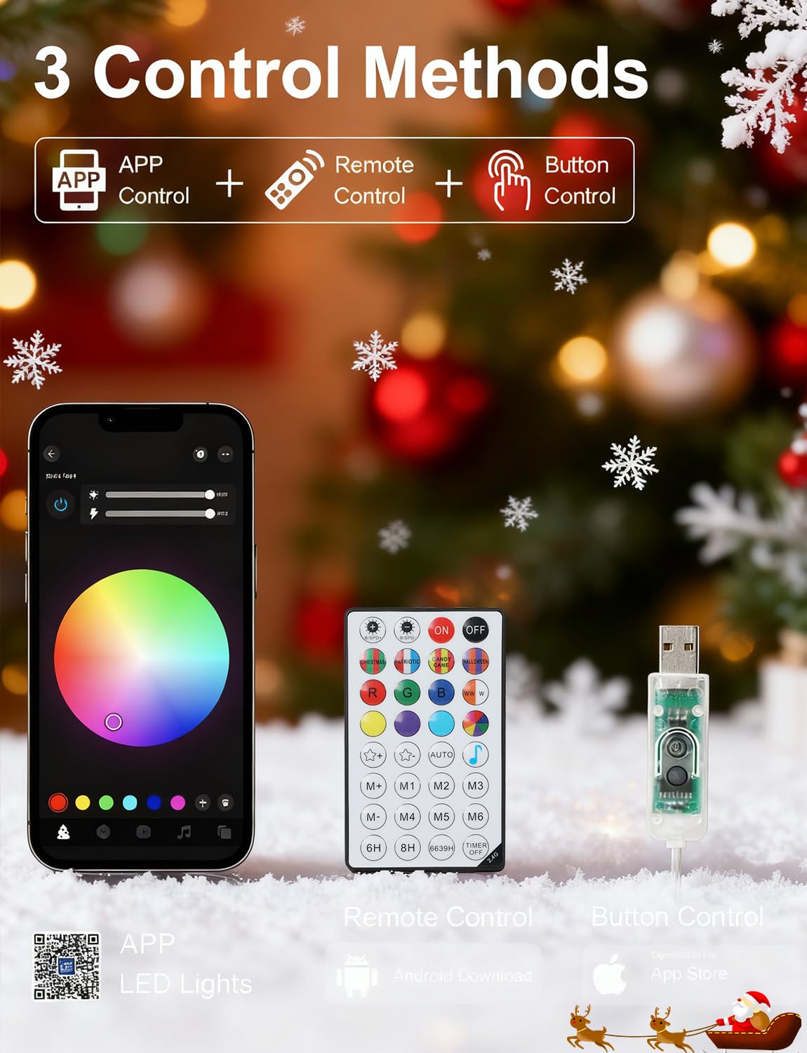 Echosari Smart String Lights, 200 Led 66Ft Rgb Color Changing Fairy Light, Music Sync, Clear Cable, Model Es-Usb-20M200String