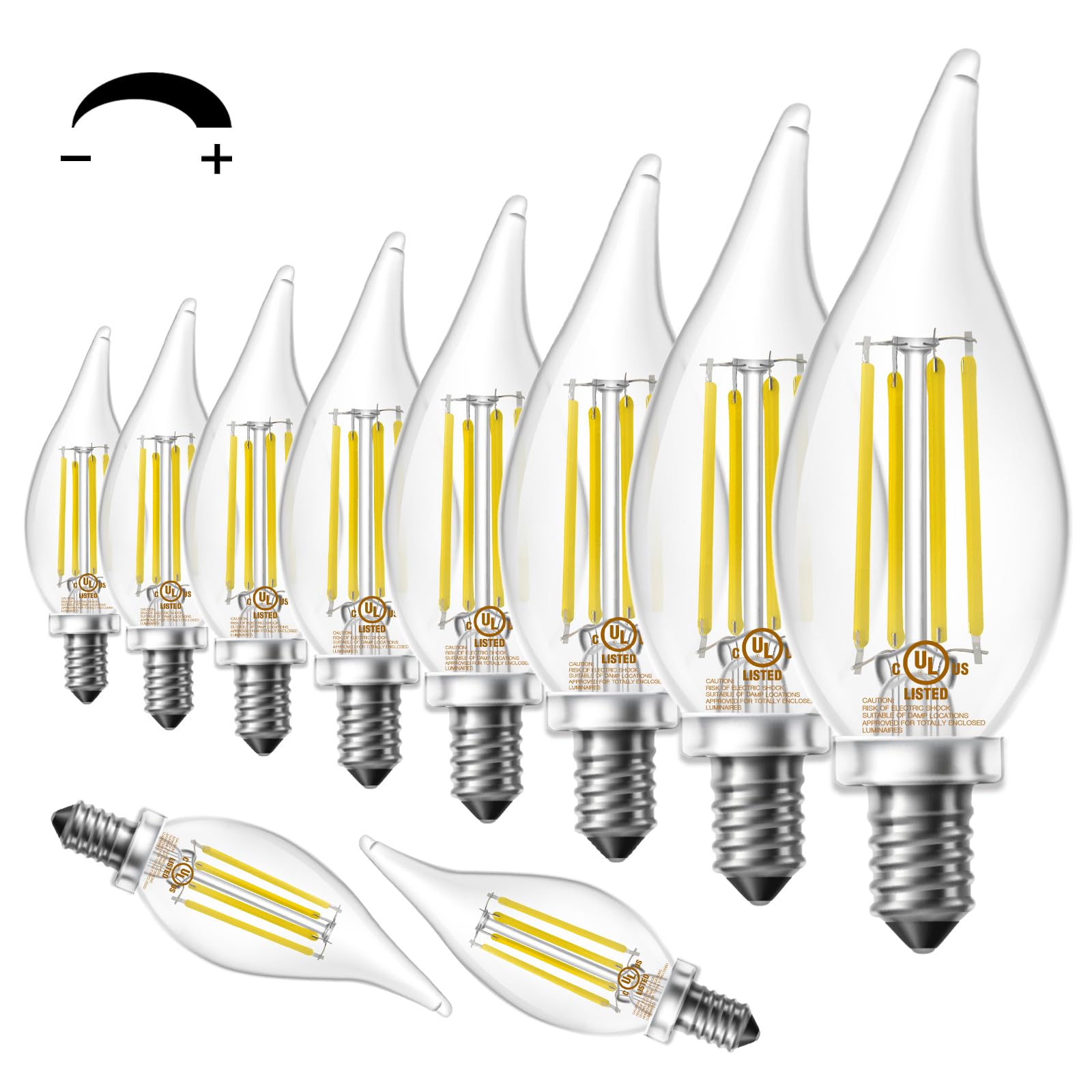 DAYBETTER Candelabra Led Light Bulbs, E12 Led Candelabra Bulbs 60 Watt Equivalent, Chandelier Light Bulbs Dimmable Led Bulb 5000k Daylight White, 5.5W 600lm Flame Tip CA11 Candle Light Bulbs, 10 Pack