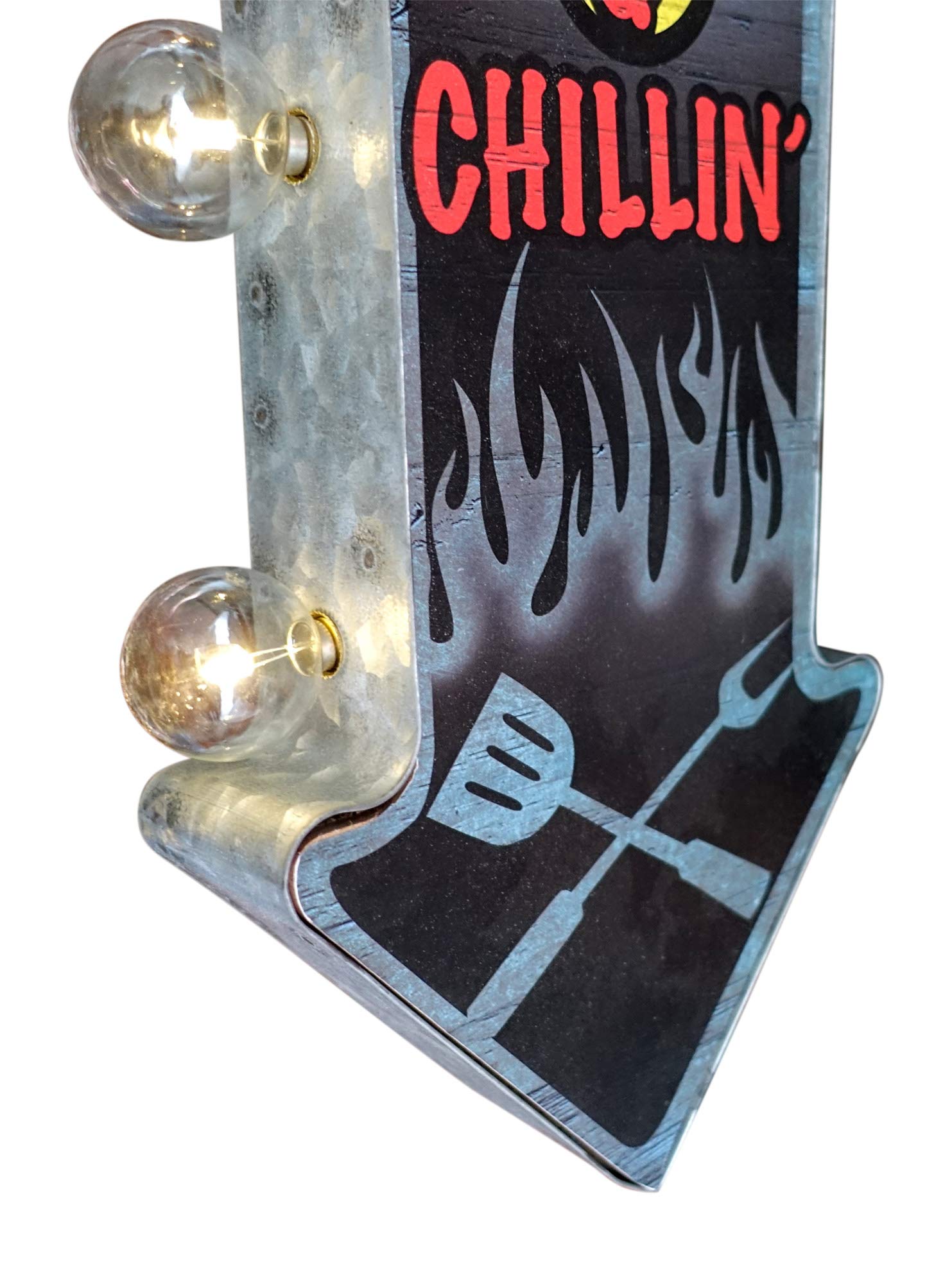 American Vintage Sign Co. BBQ Double-Sided Marquee Sign - Vintage Metal Decor with LED Bulbs, 26” x 3” x 8”, Retro Inspired