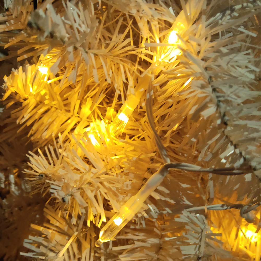 Outdoor String Lights With Timer - Battery Operated String Lights Christmas Lights 18Ft 50 Led String Lights White Wire For Indoor Outdoor Wedding Party Garden Home, Waterproof, Warm White, 2 Pack