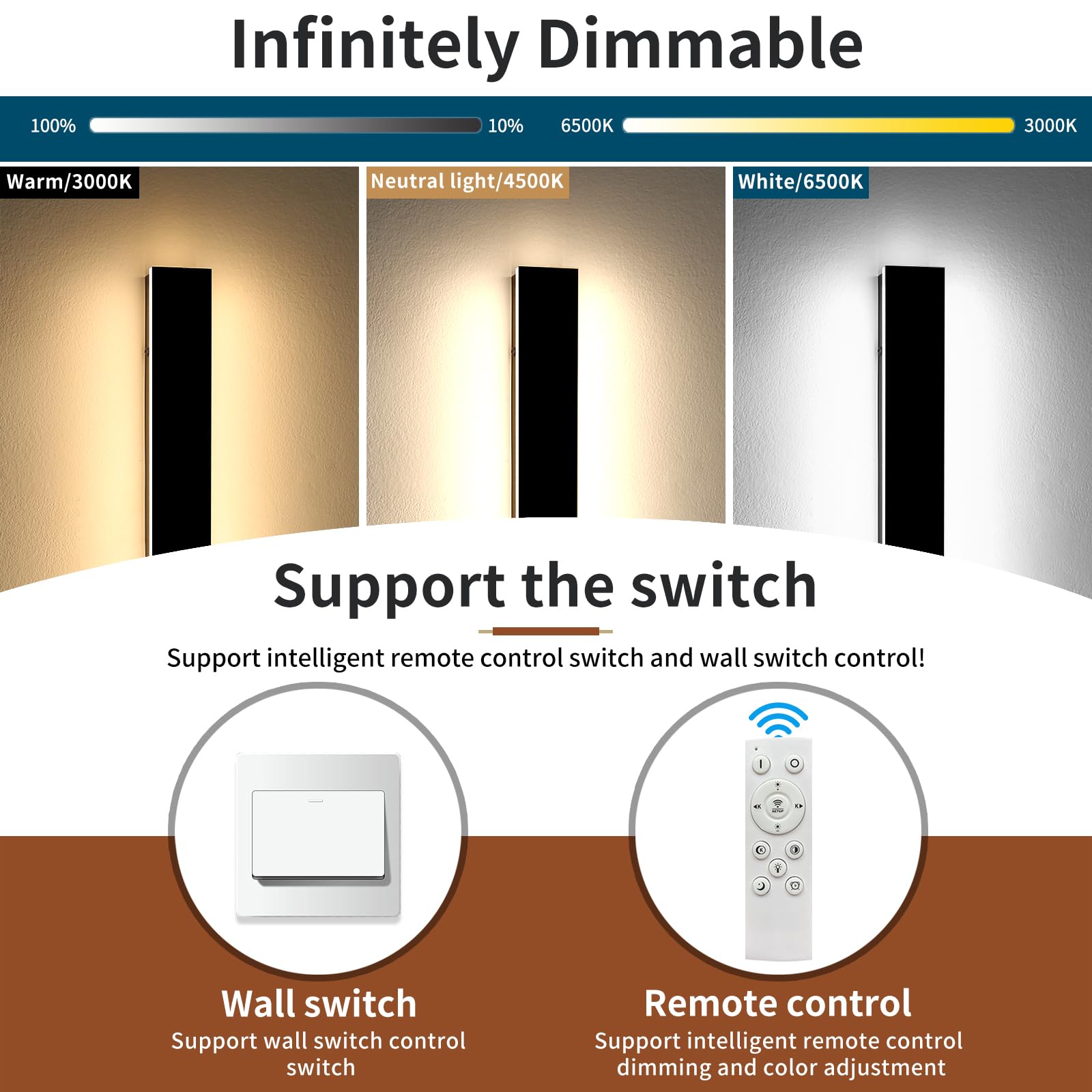 Daoseolo 2 Pack Outdoor LED Wall Sconce, Dimmable 3000K-6000K, 31.4inch, Black Aluminium, IP65 Waterproof, Model TC-CB