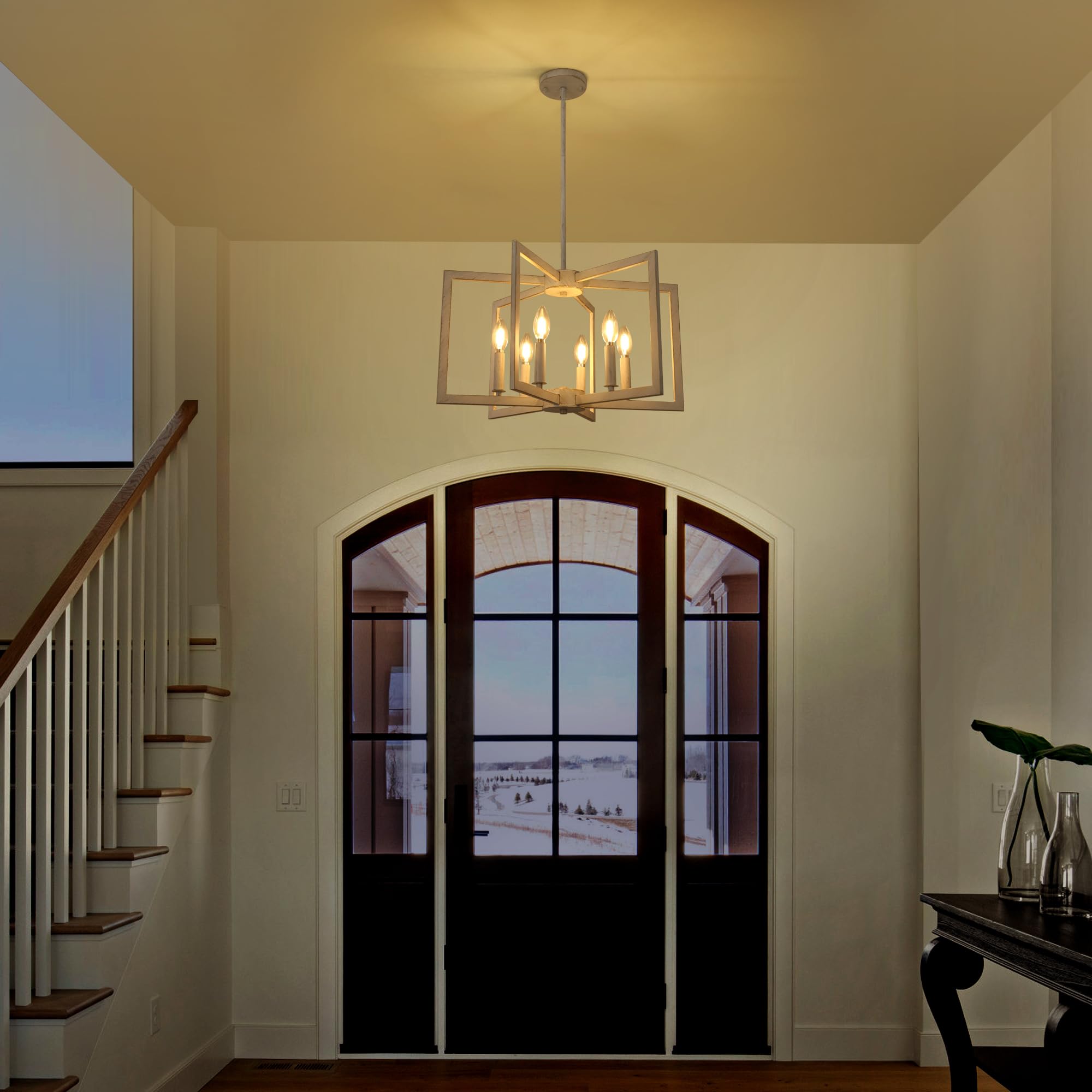 Klgxnrd 6-Light Modern Farmhouse Antique White Chandelier Light Fixture, French Country Chandeliers For Dining Room, Vintage Met