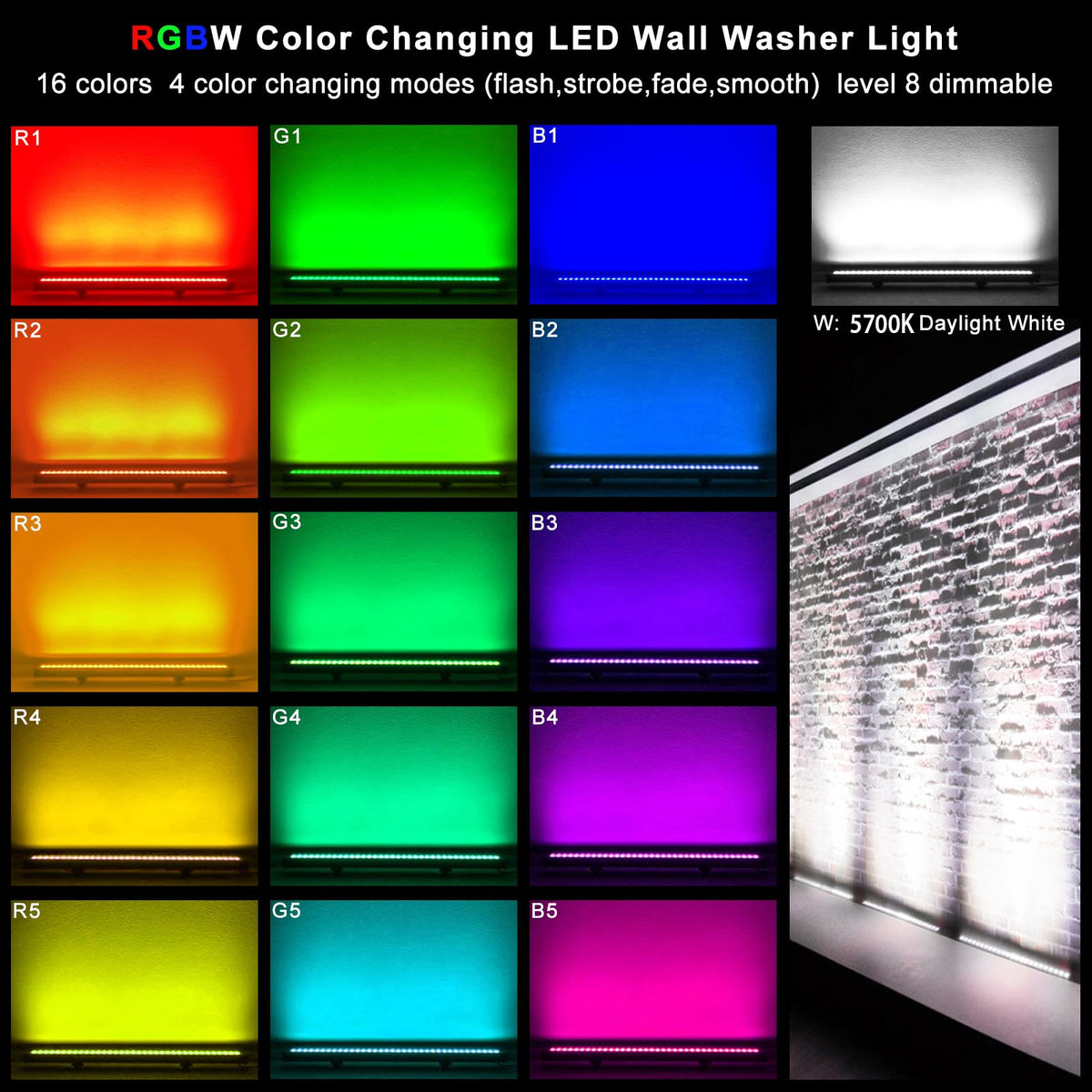 Dimma Color HakkaGrow 144W LED Wall Washer Light with RF Remote, Waterproof RGBW ...