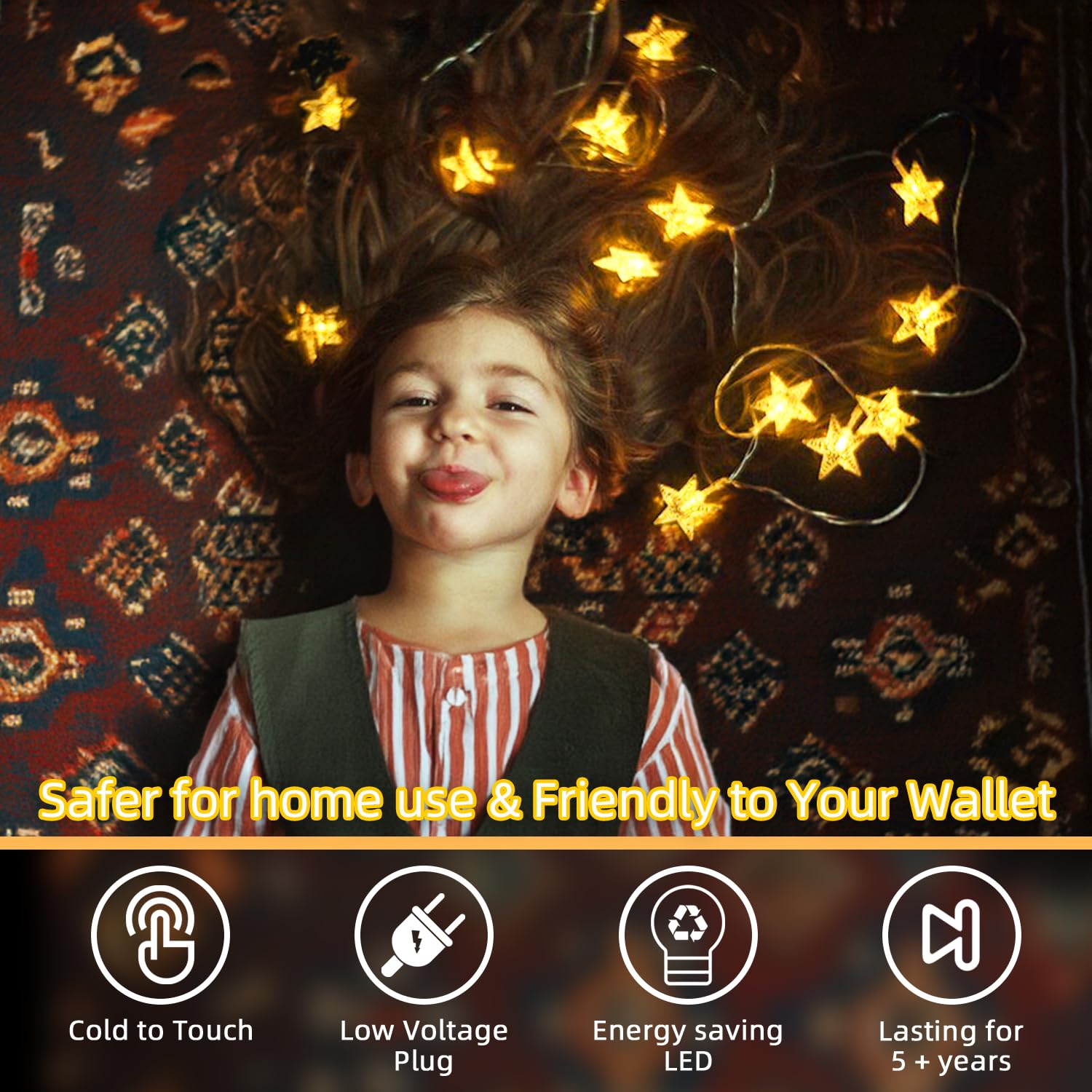 120 Led 40Ft Star String Lights, 8 Modes Plug In Star Lights With Timer & Memory, Indoor Outdoor Christmas Twinkle Lights For Bi